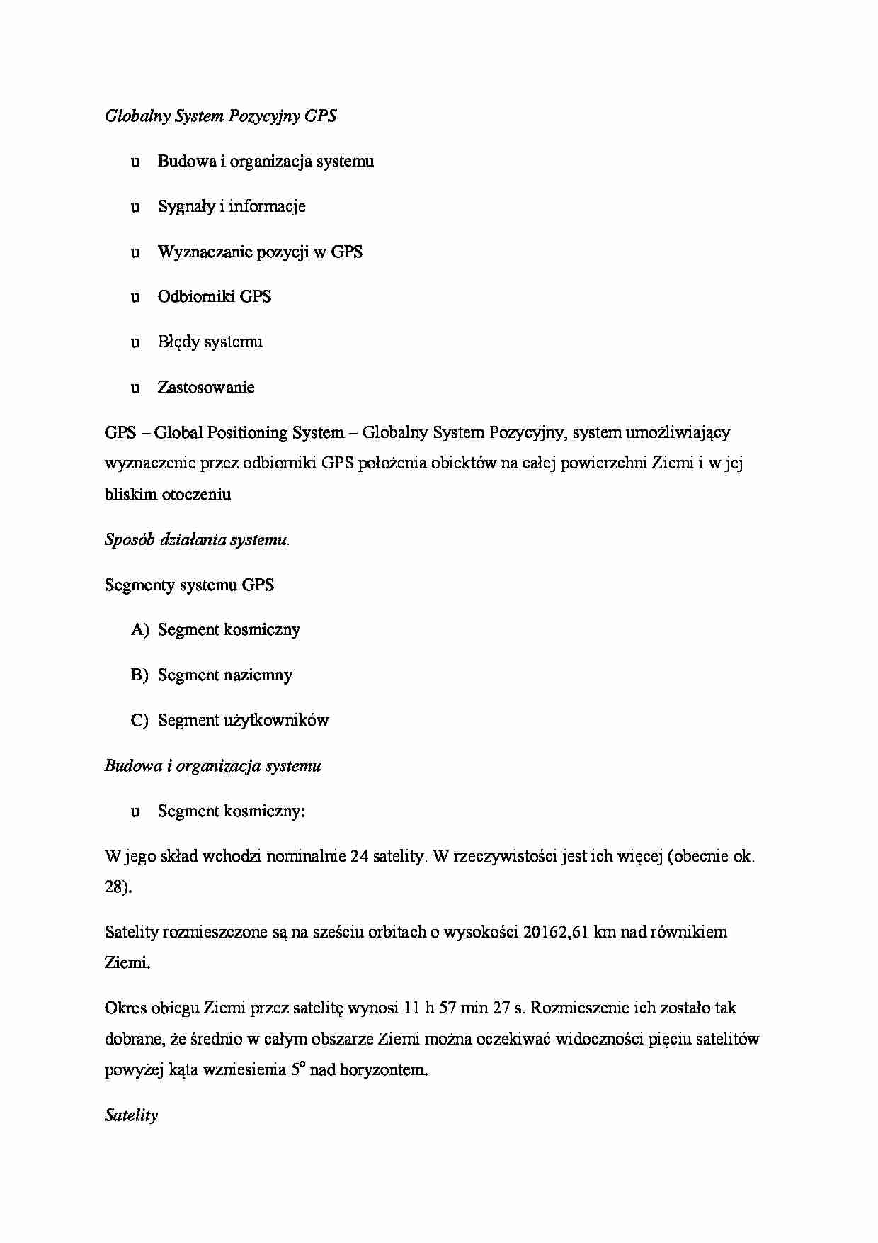 Globalny System Pozycyjny GPS - omówienie - strona 1