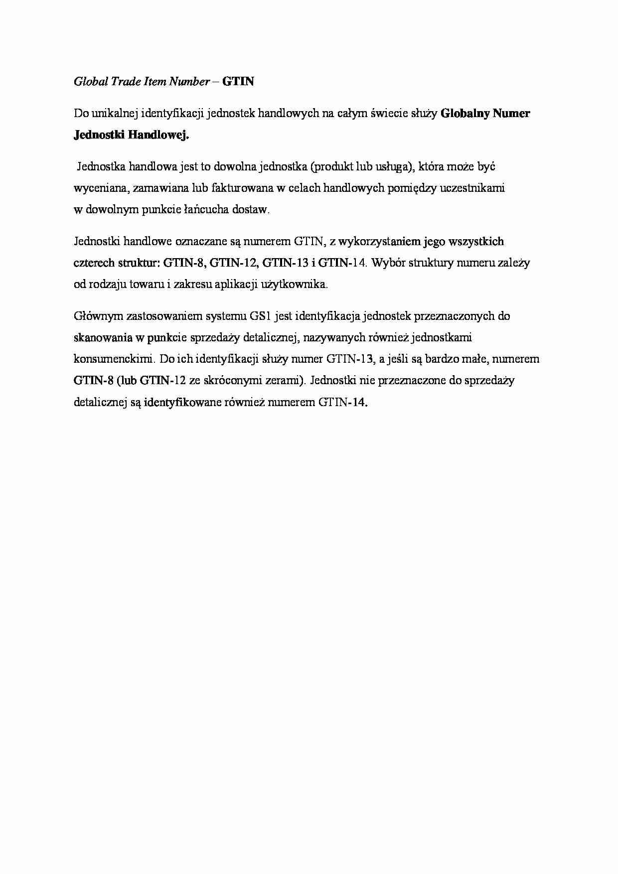 Global Trade Item Number - omówienie - strona 1