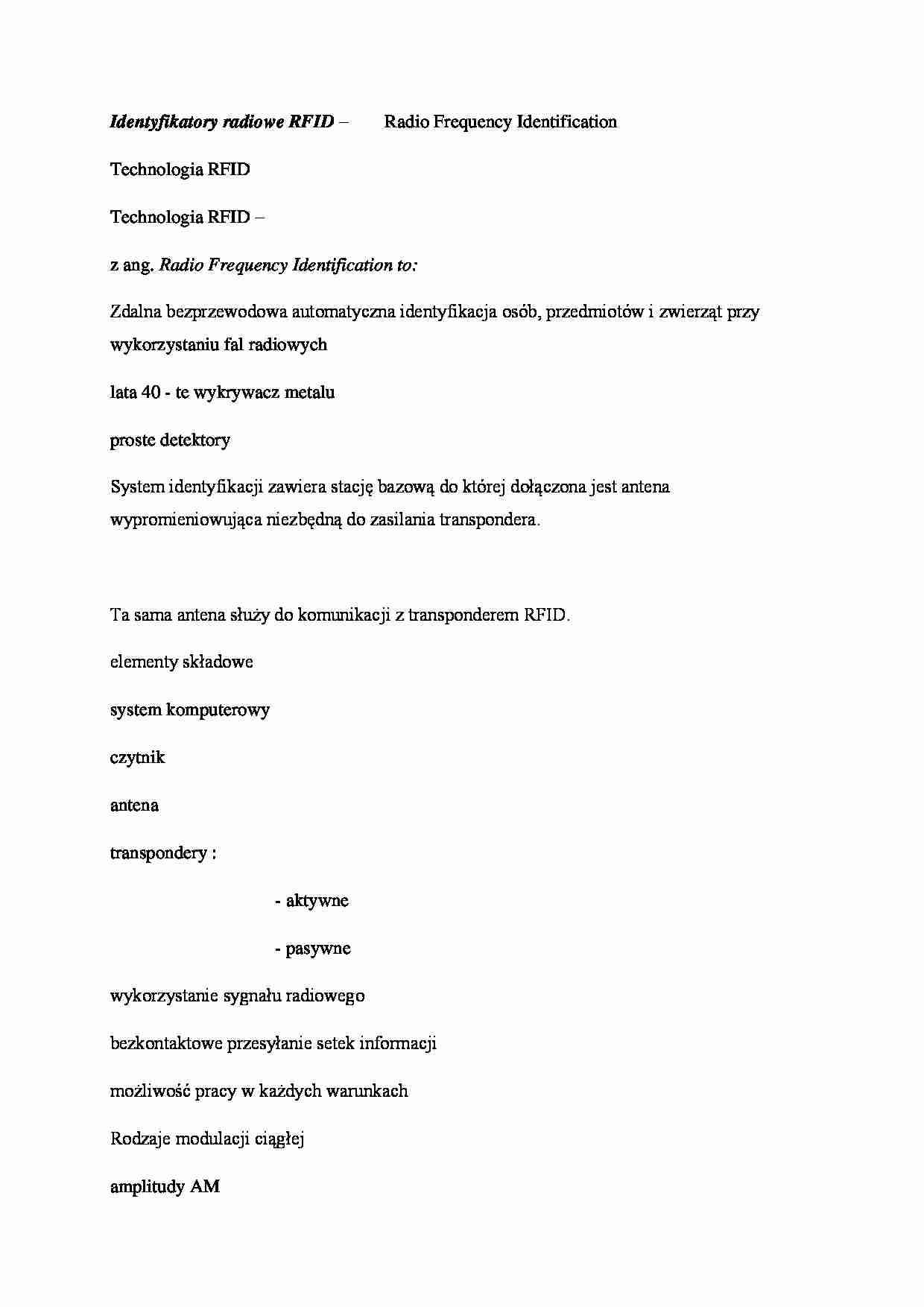Identyfikatory radiowe RFID - omówienie - strona 1