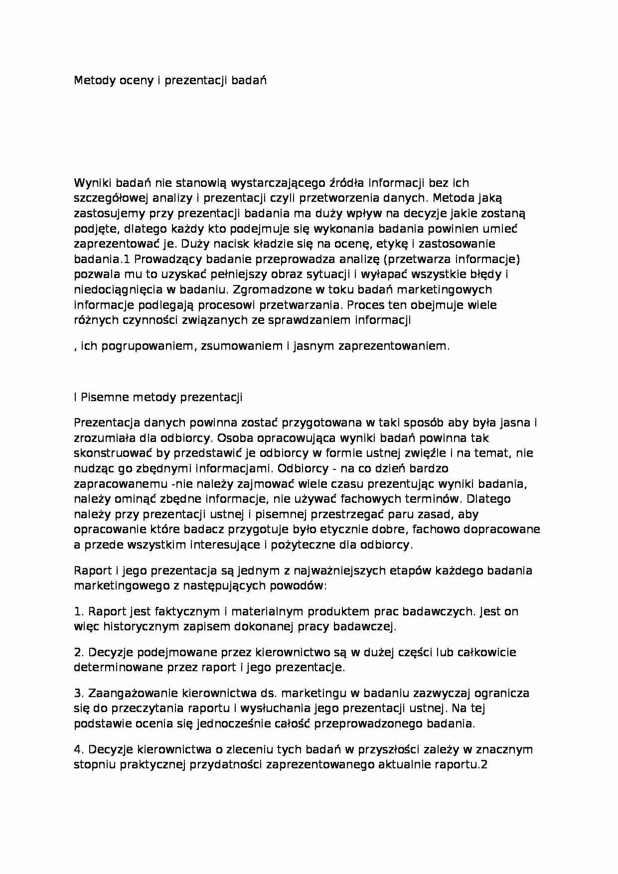Metody oceny i prezentacji badań - strona 1