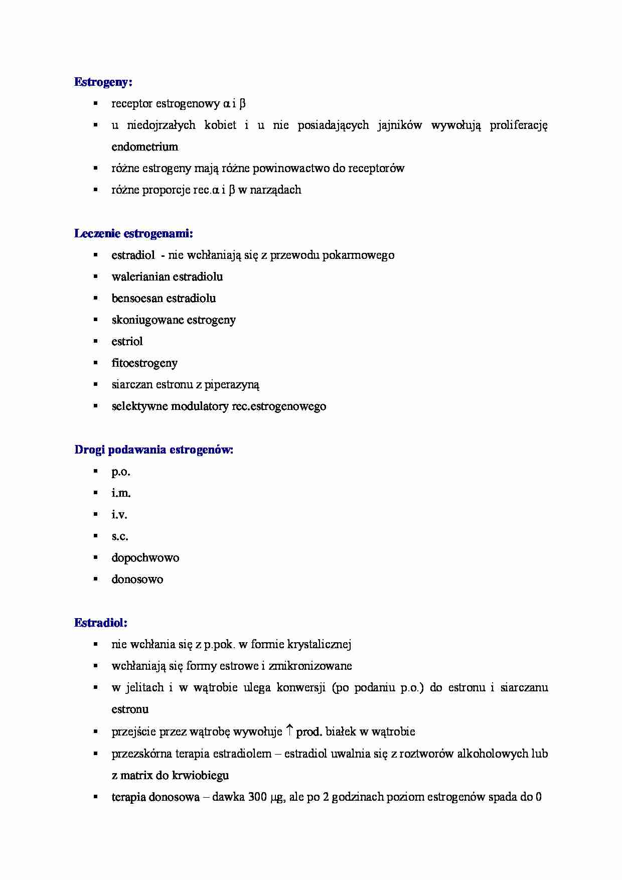 Estrogeny - omówienie - strona 1
