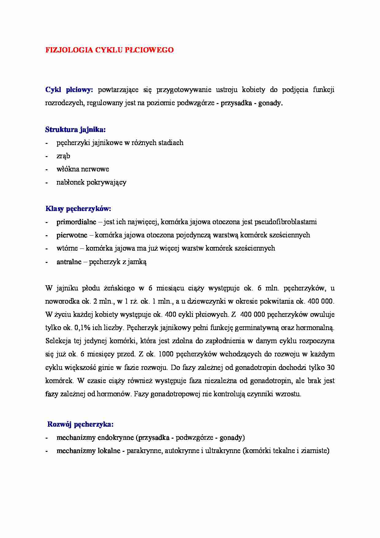 Fizjologia cyklu płciowego - omówienie - strona 1
