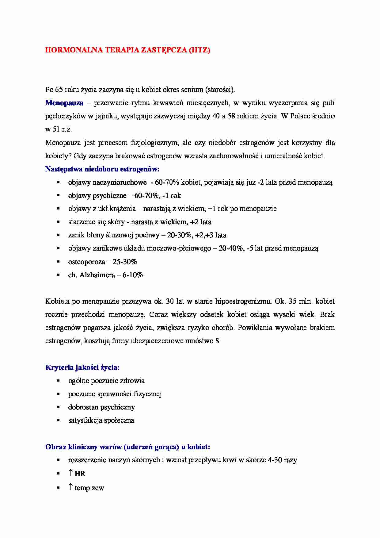 Hormonalna terapia zastępcza - omówienie - strona 1