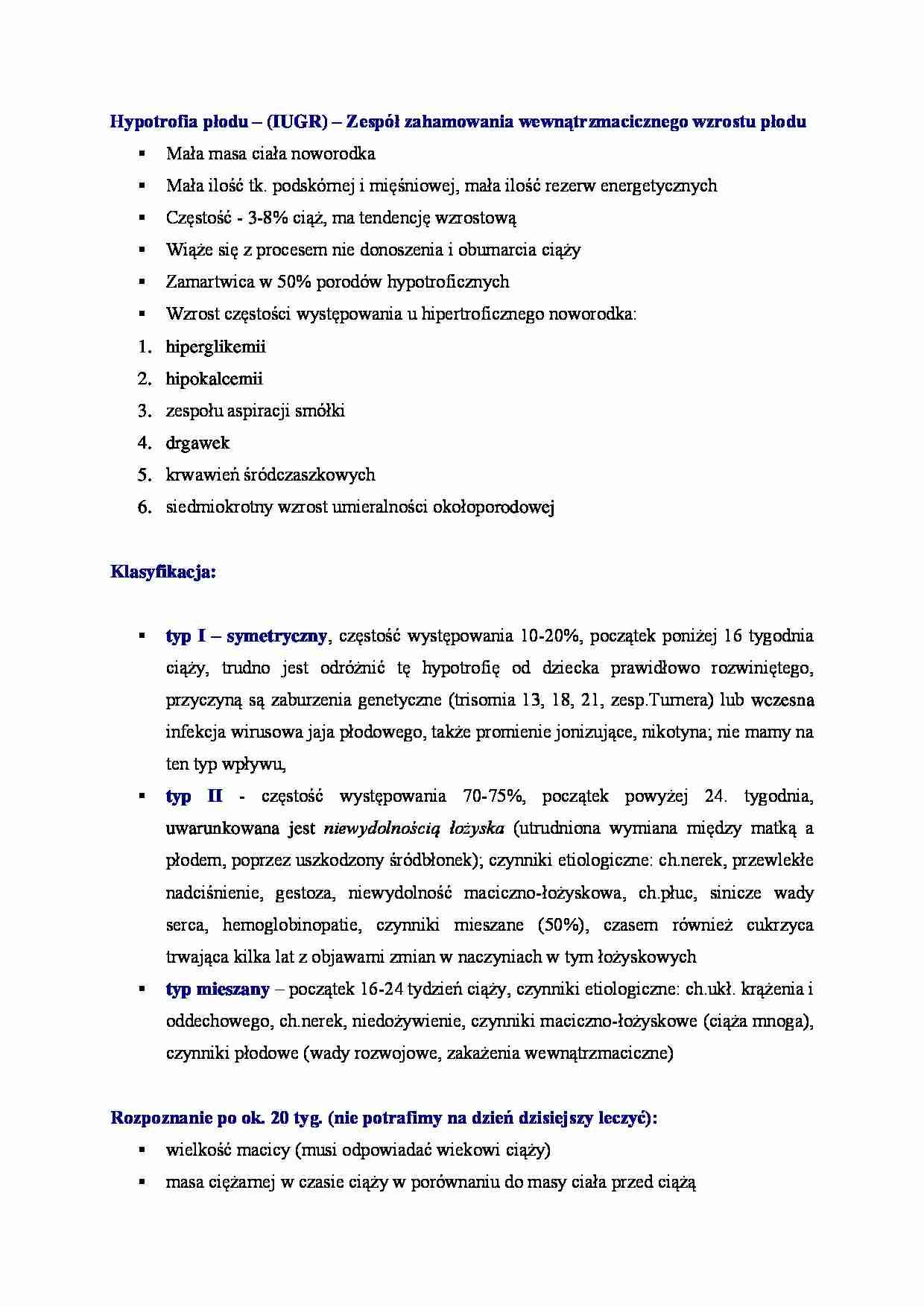 Hypotrofia płodu - omówienie - strona 1