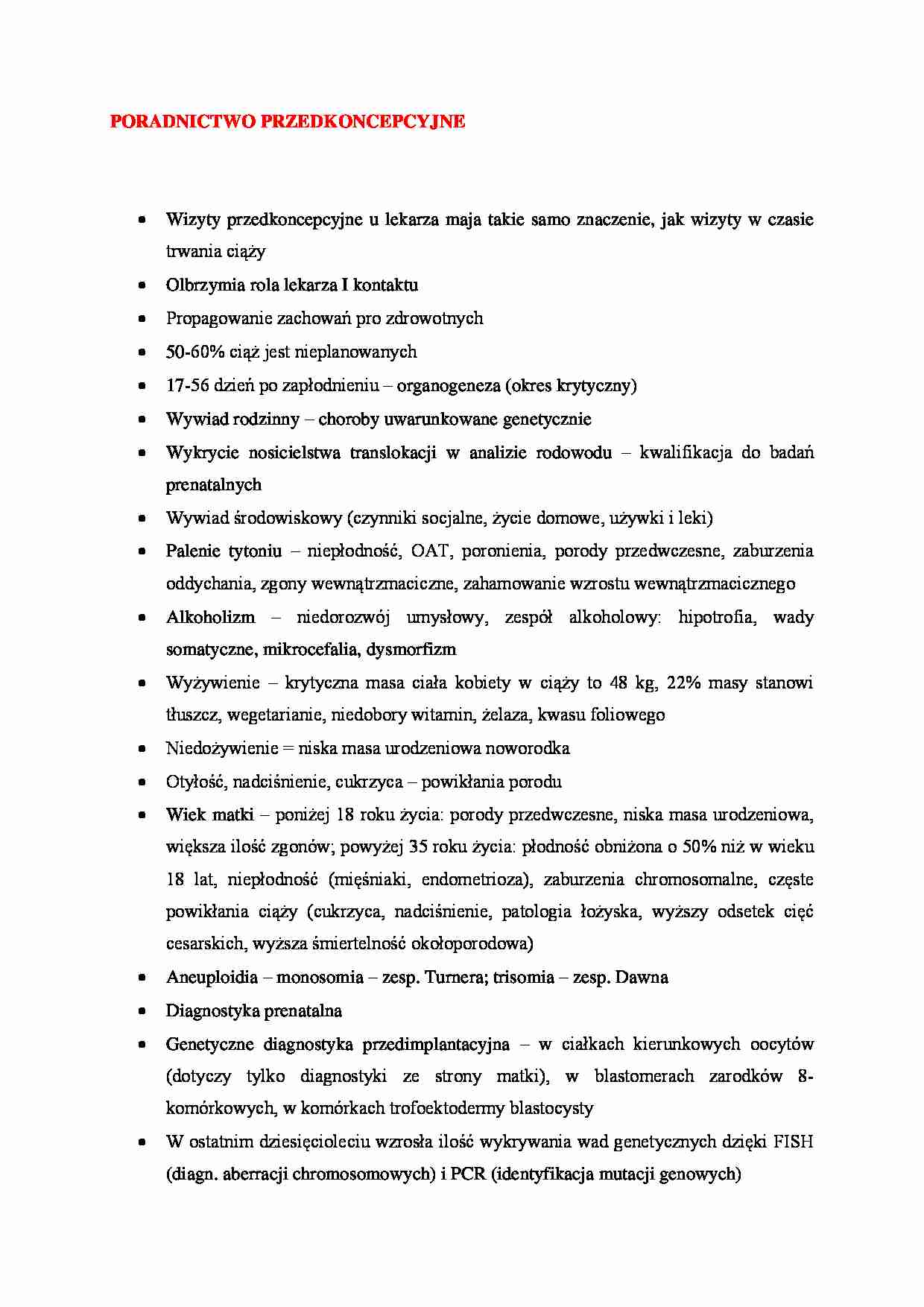 Poradnictwo przedkoncepcyjne - omówienie - strona 1