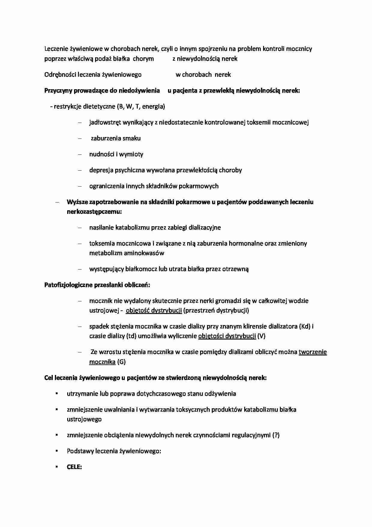 Leczenie żywieniowe w chorobach nerek - omówienie - strona 1