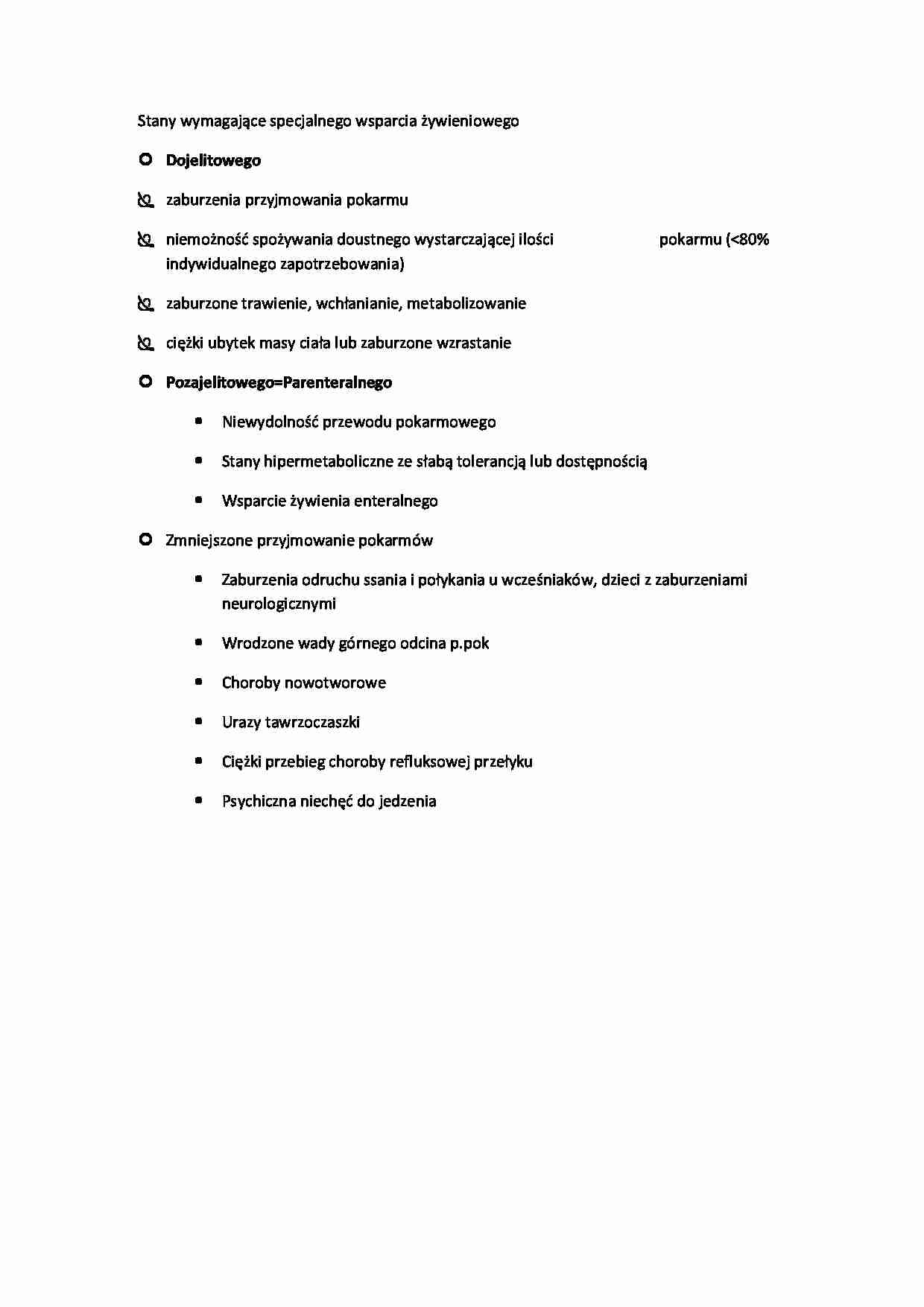 Stany wymagające specjalnego wsparcia żywieniowego Dojelitowego - omówienie - strona 1