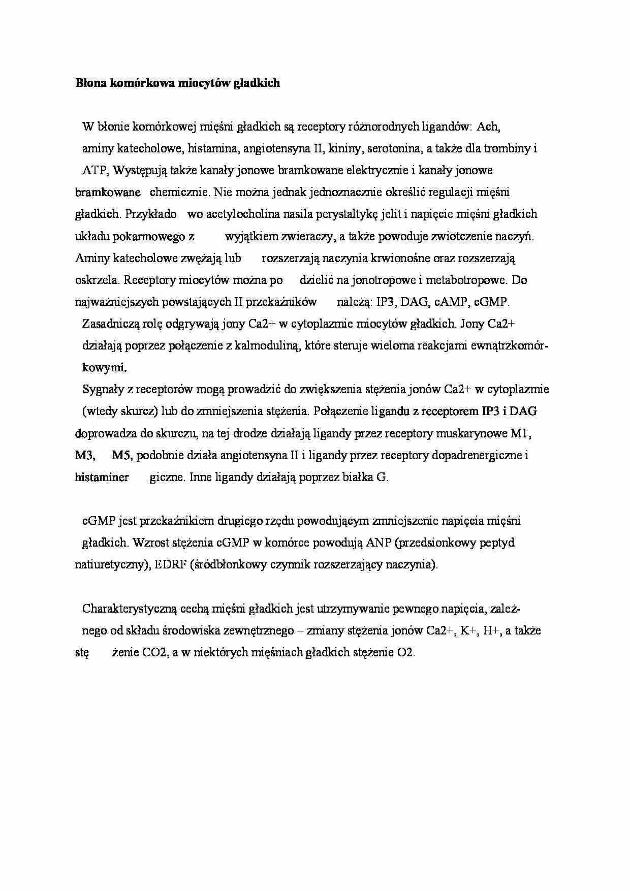 Błona komórkowa miocytów gładkich - omówienie - strona 1