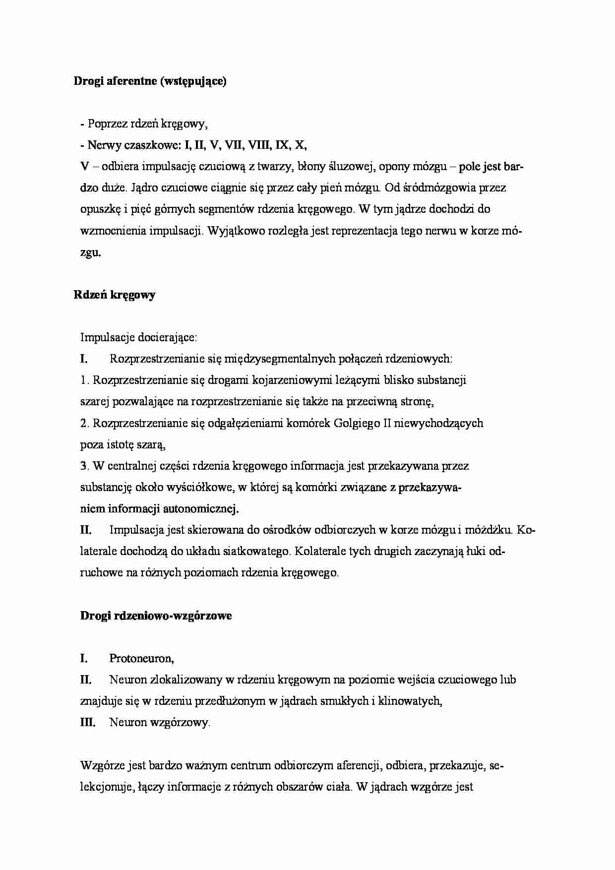 Drogi aferentne - omówienie - strona 1