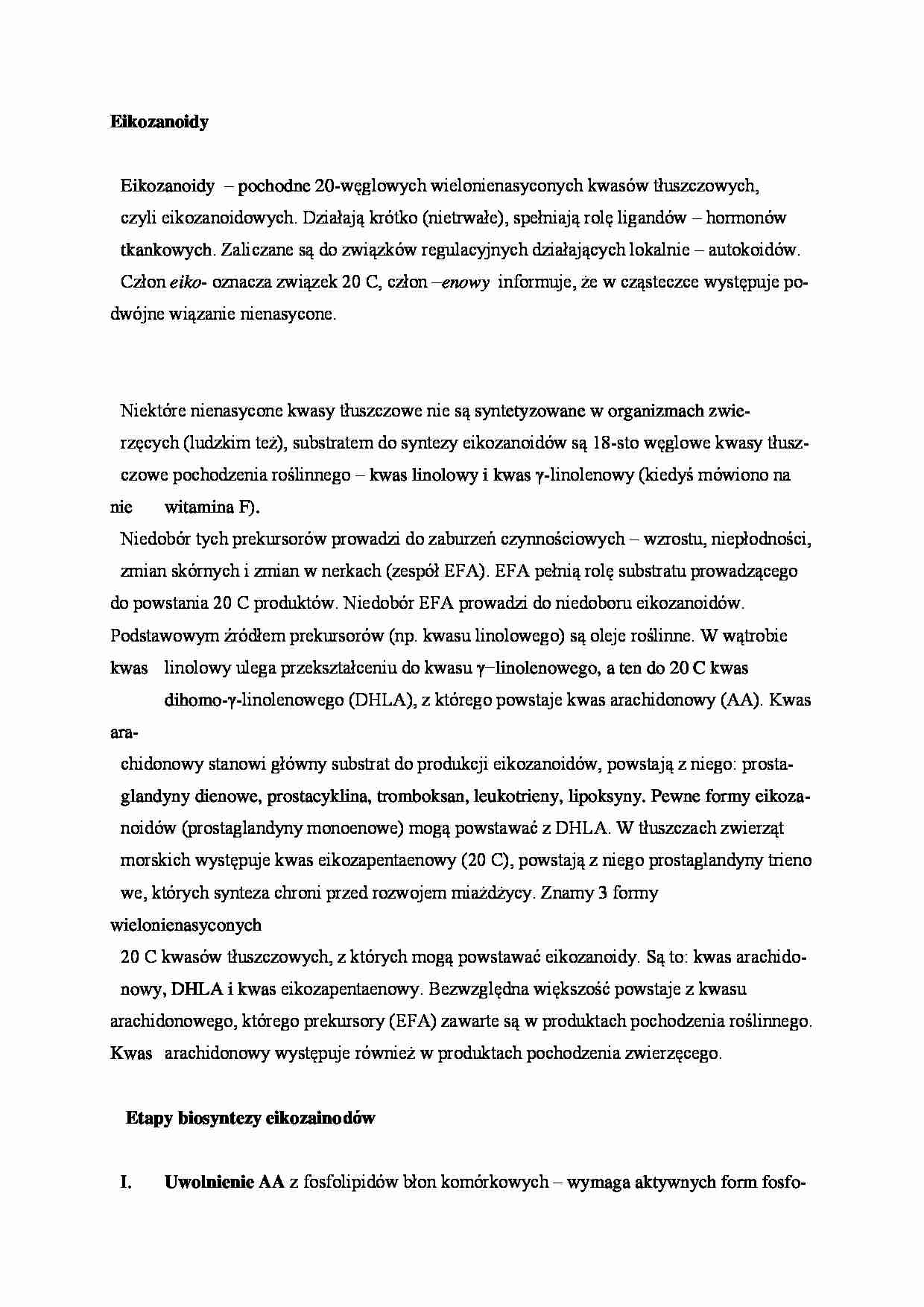 Eikozanoidy - omówienie - strona 1