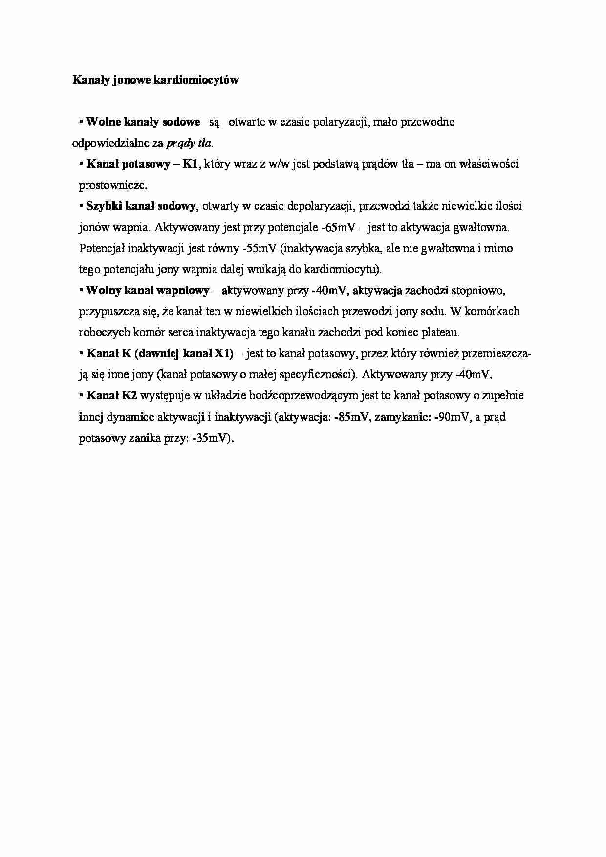 Kanały jonowe kardiomiocytów - omówienie - strona 1