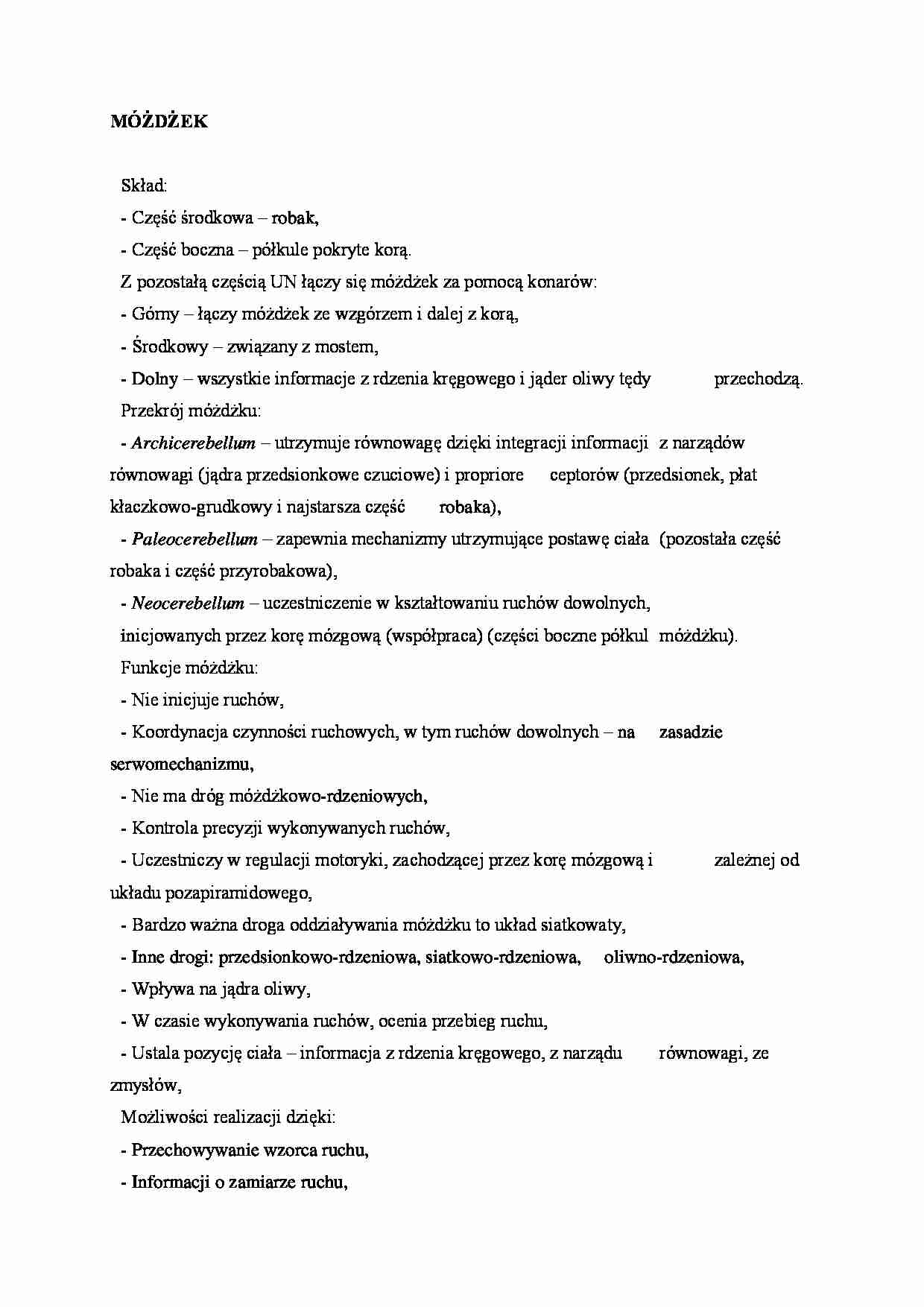 Móżdżek - omówienie - strona 1