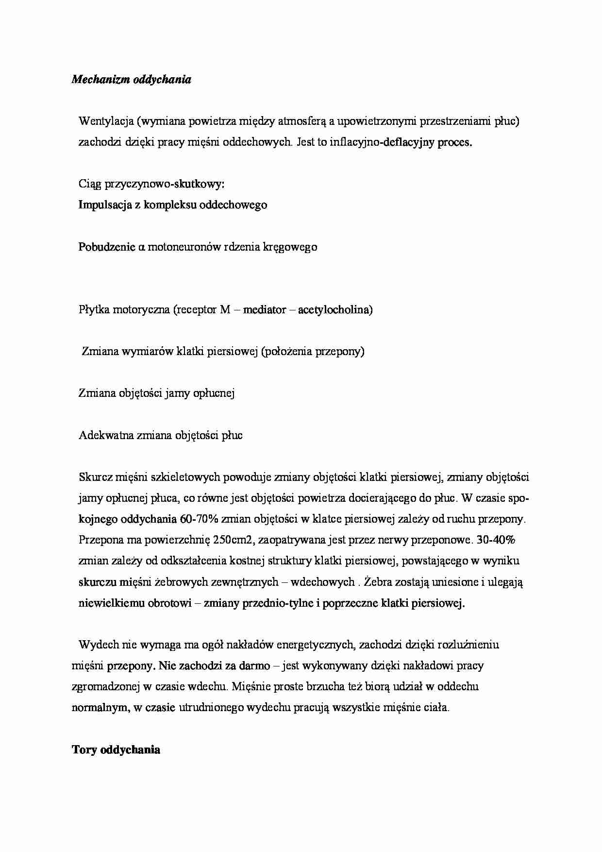 Mechanizm oddychania - omówienie - strona 1