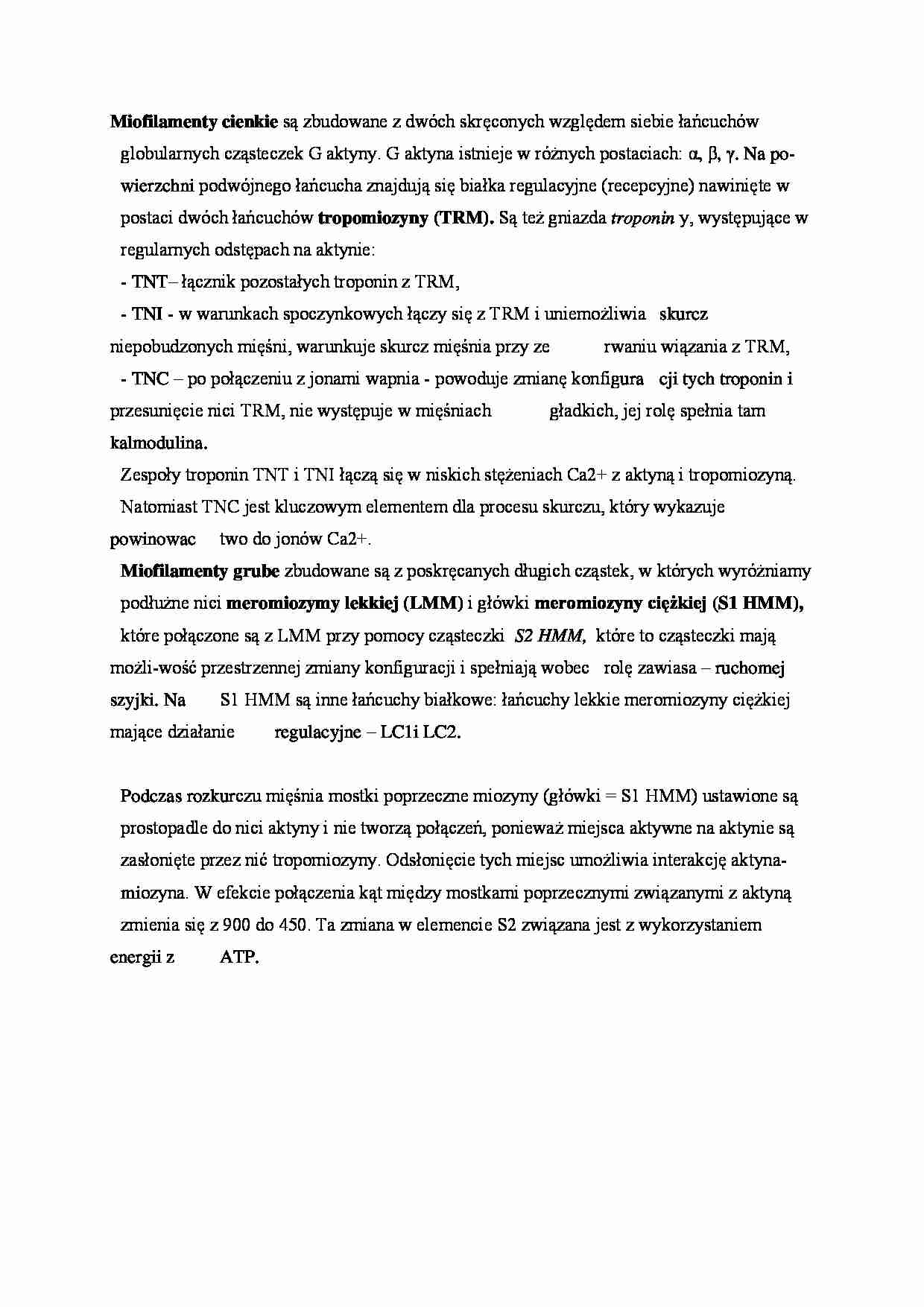 Miofilamenty - omówienie - strona 1