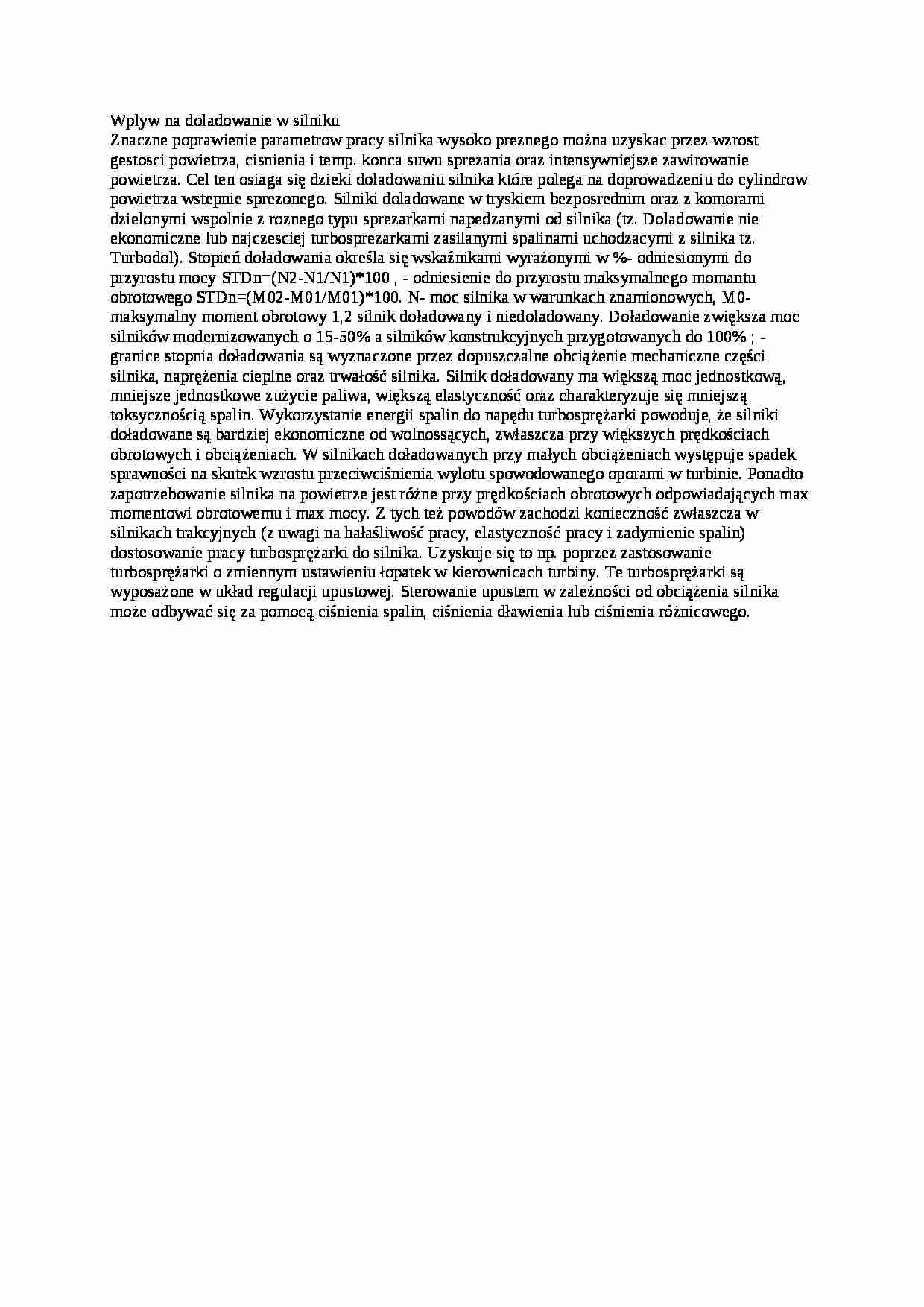Wplyw na doladowanie w silniku - strona 1