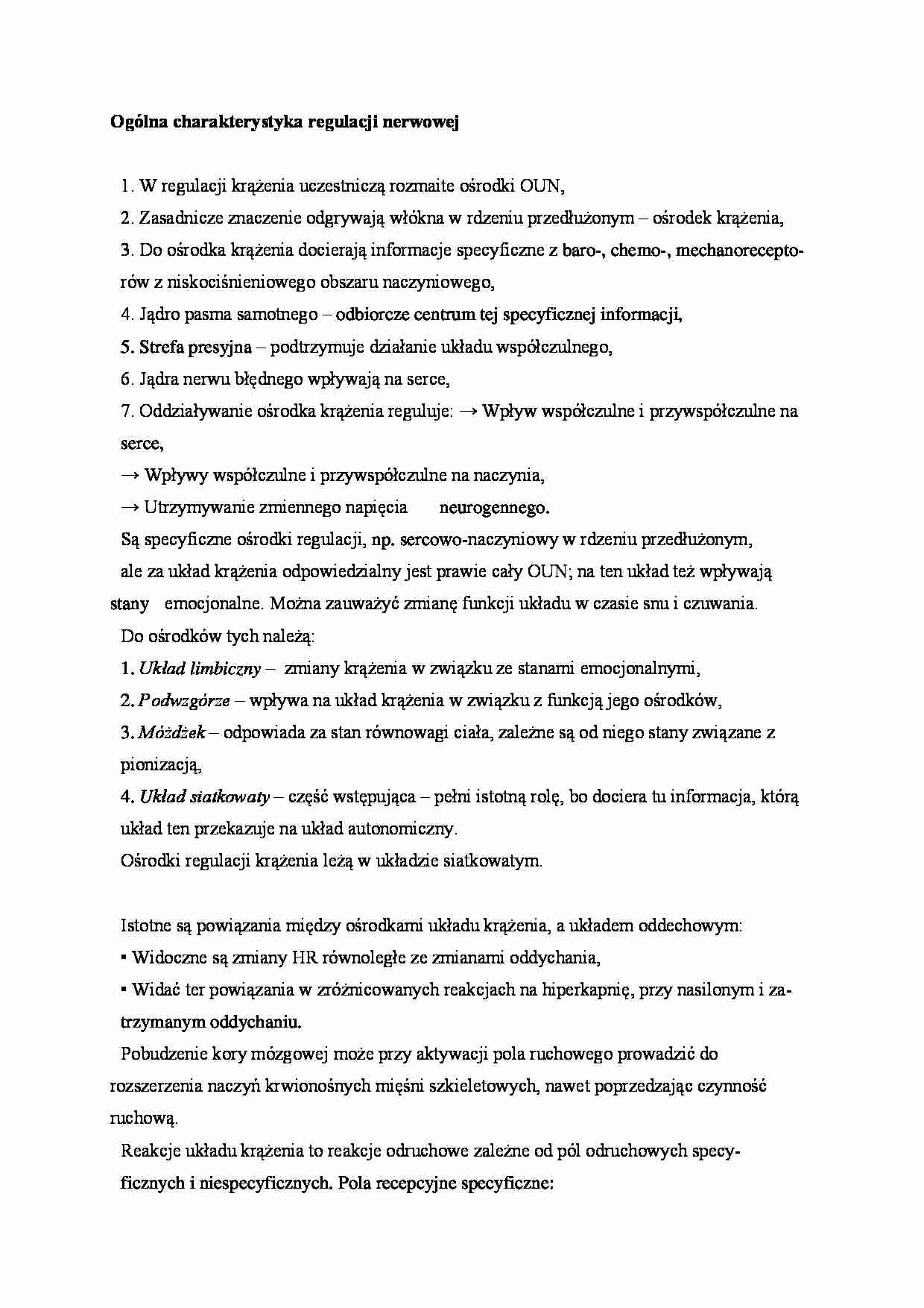 Ogólna charakterystyka regulacji nerwowej - omówienie - strona 1