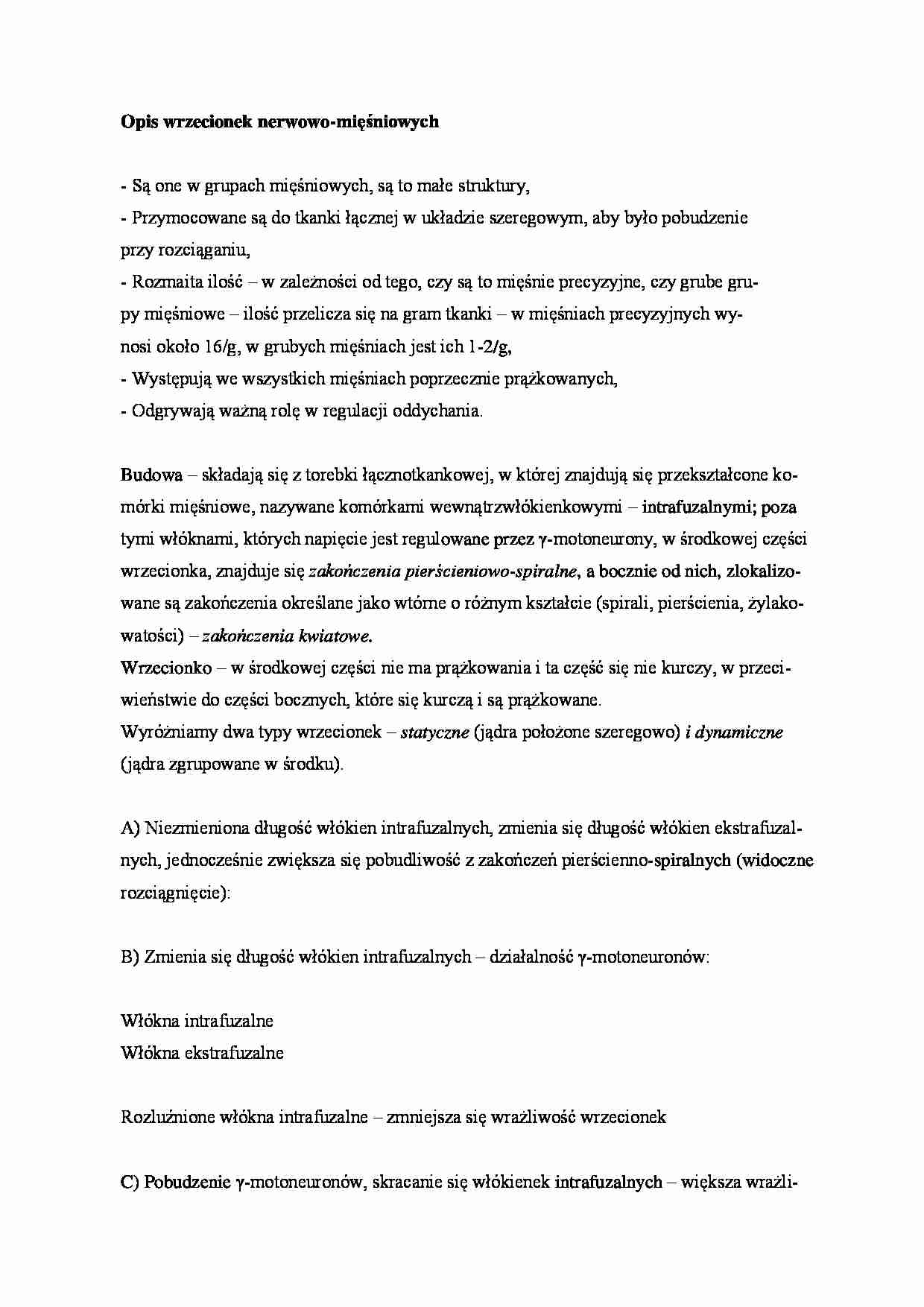 Opis wrzecionek nerwowo-mięśniowych - omówienie - strona 1