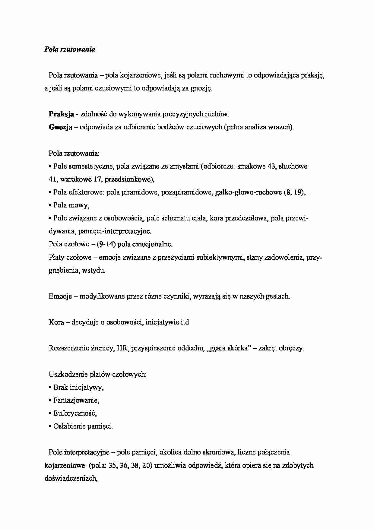 Pola rzutowania - omówienie - strona 1