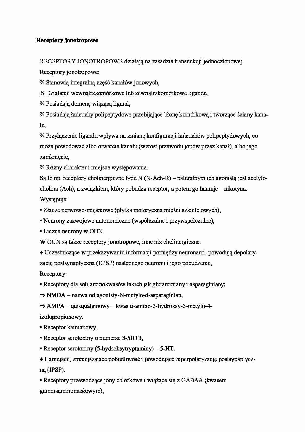 Receptory jonotropowe - omówienie - strona 1
