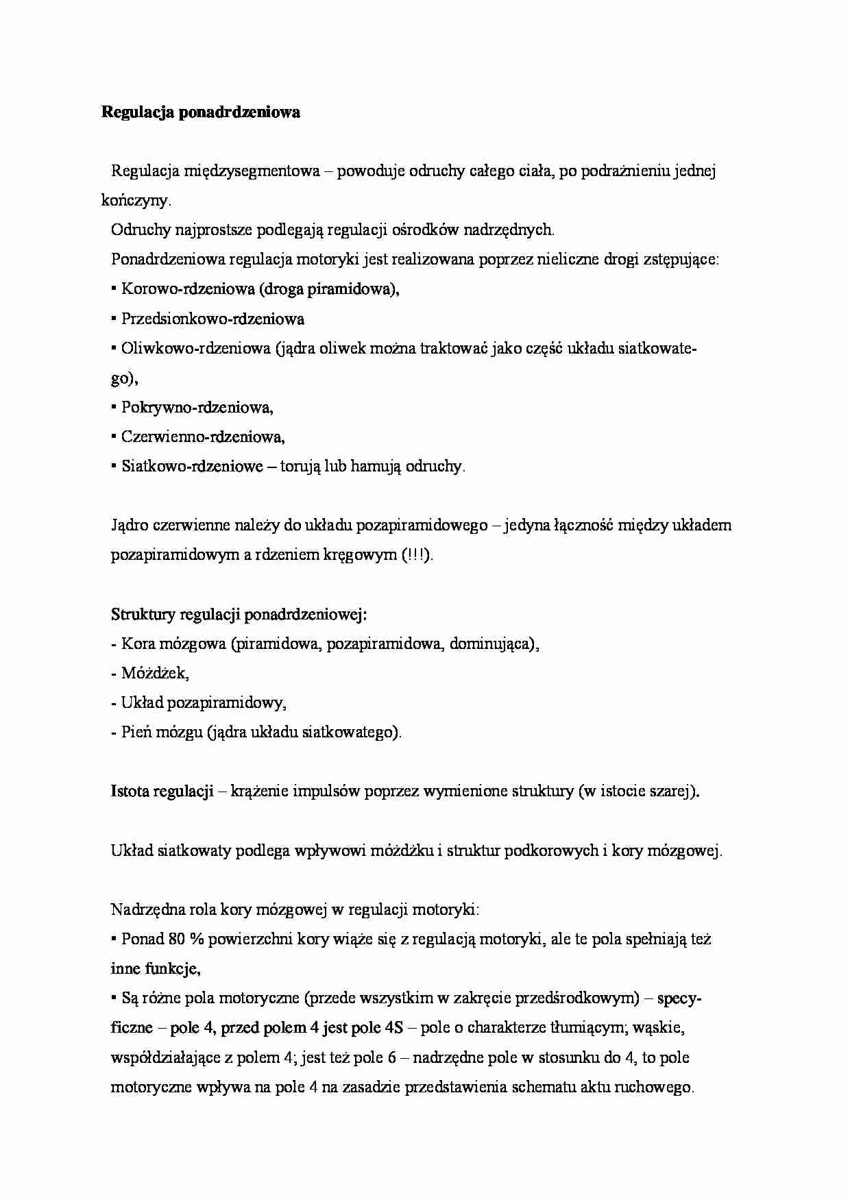 Regulacja ponadrdzeniowa - omówienie - strona 1