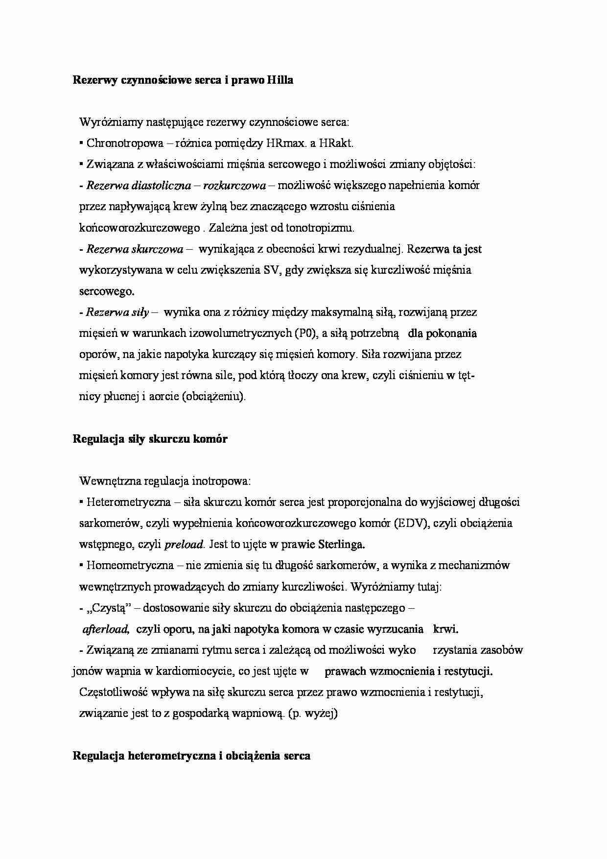 Rezerwy czynnościowe serca i prawo Hilla - omówienie - strona 1