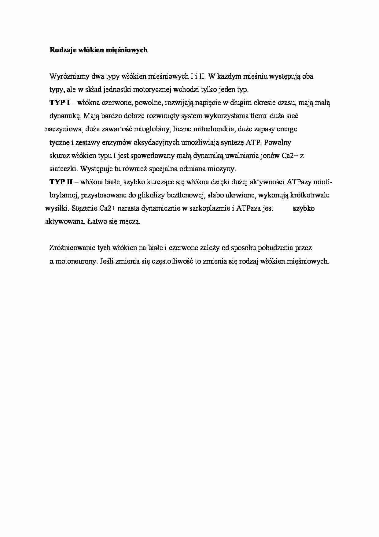 Rodzaje włókien mięśniowych - omówienie - strona 1