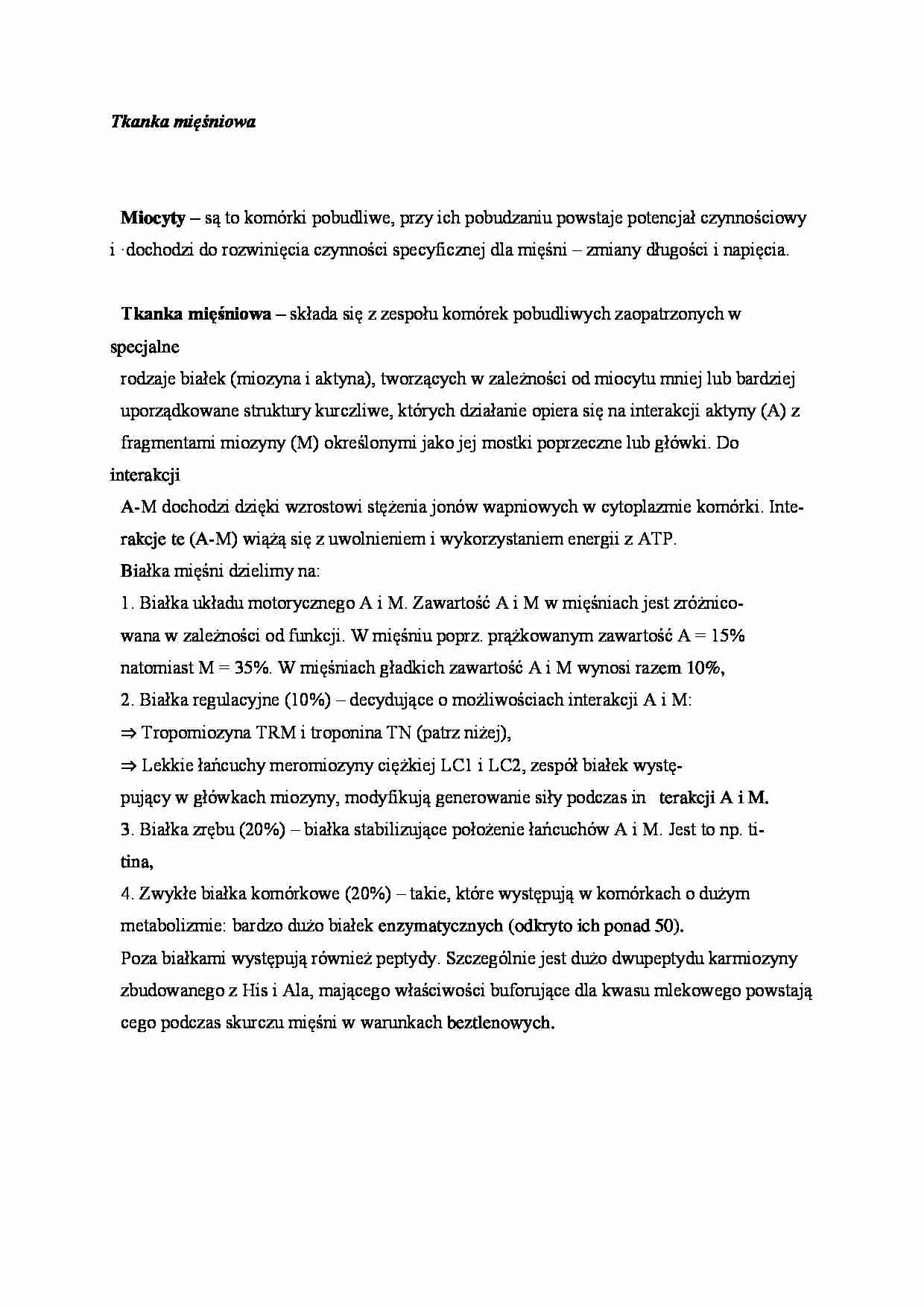 Tkanka mięśniowa Miocyty - omówienie - strona 1