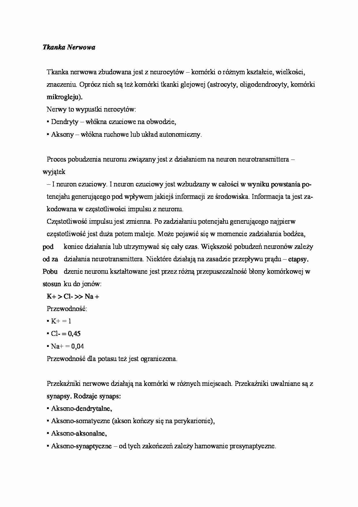 Tkanka Nerwowa - omówienie - strona 1