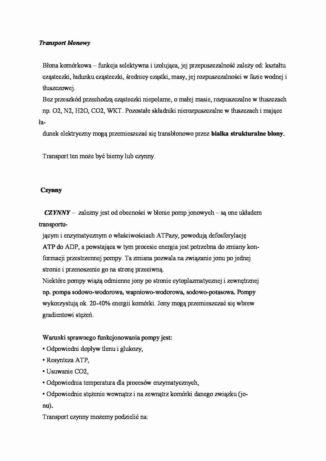 Transport błonowy - omówienie - strona 1