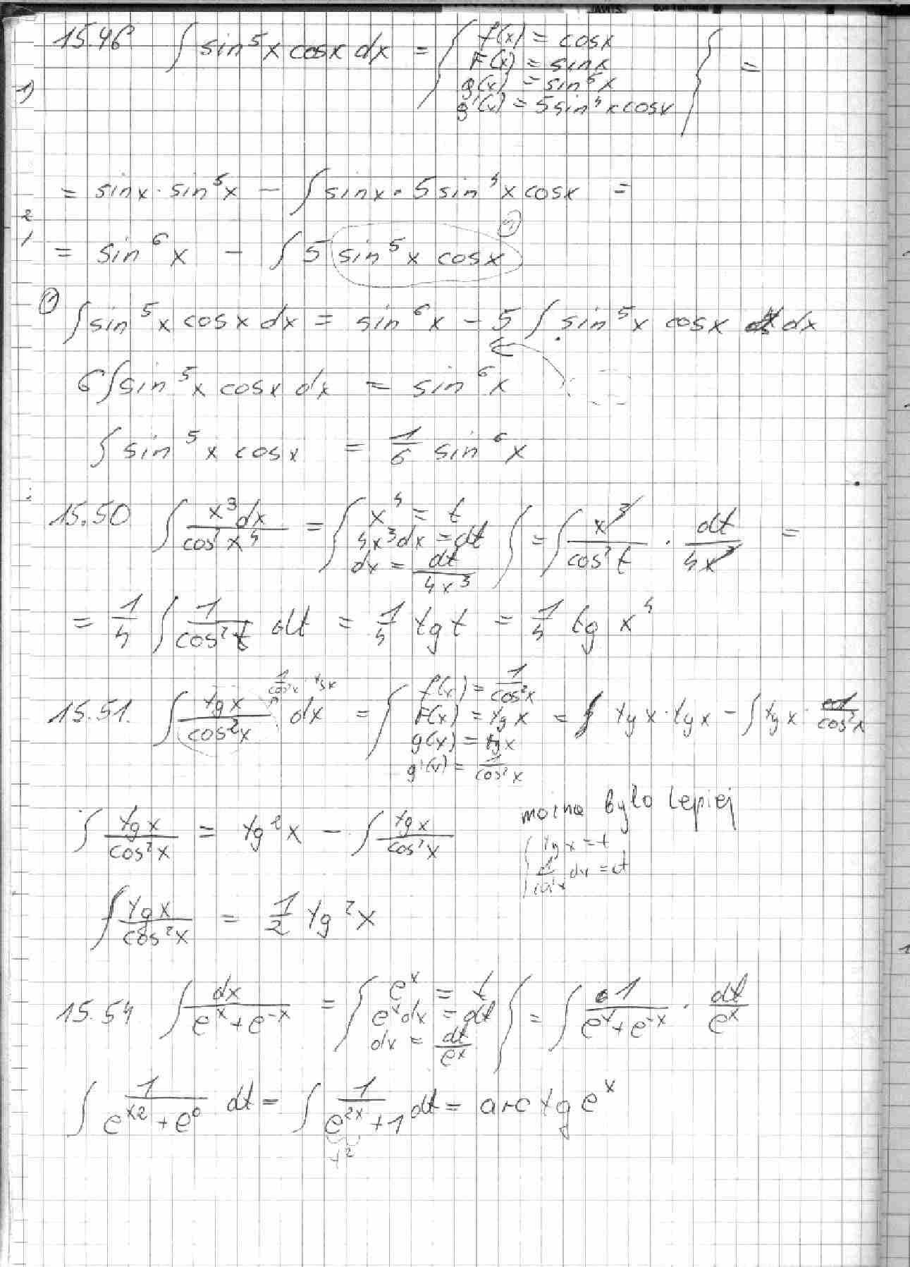 całki rozwiązania praca domowa na ćwiczzeniach - strona 1