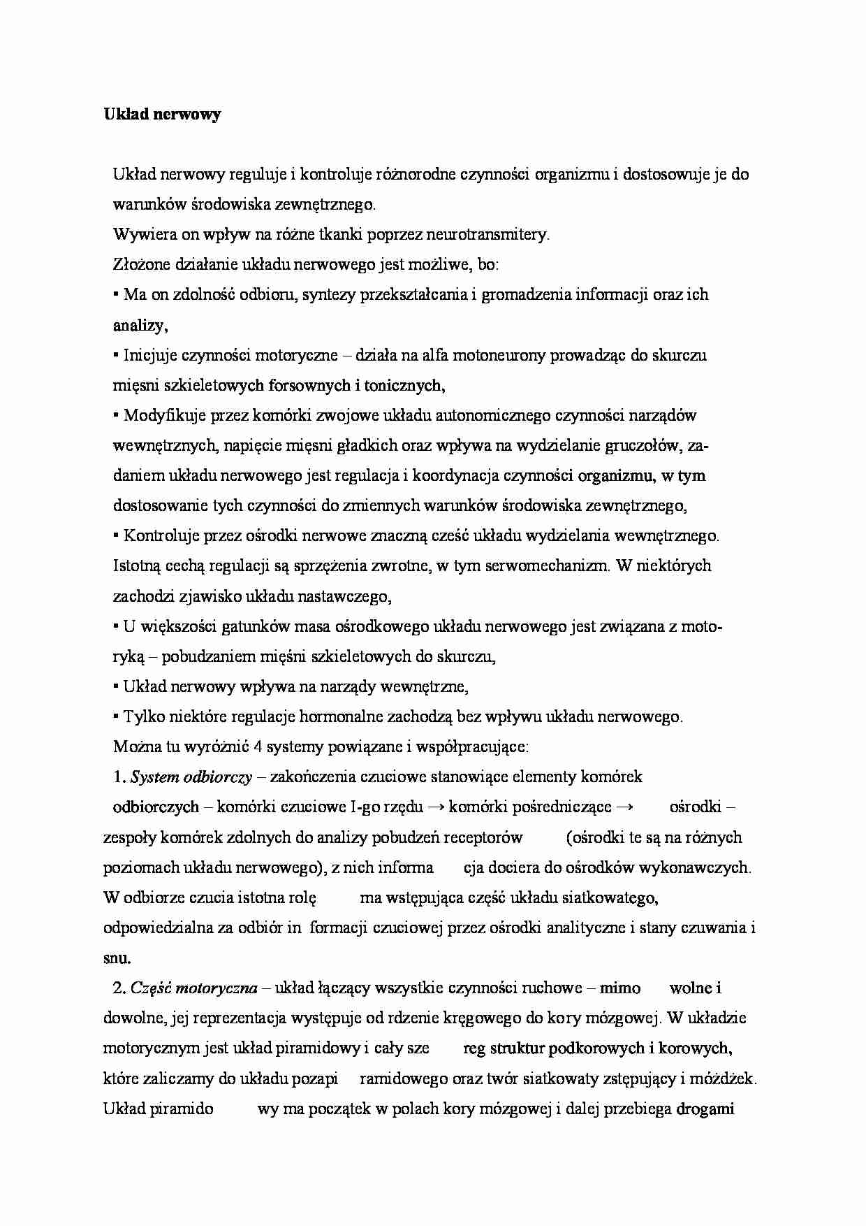 Układ nerwowy - omówienie - strona 1