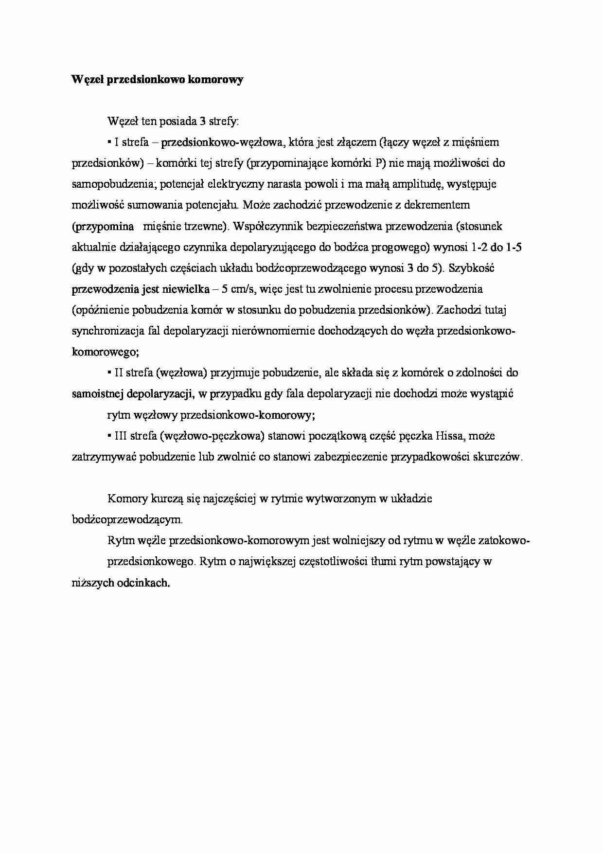 Węzeł przedsionkowo komorowy - omówienie - strona 1