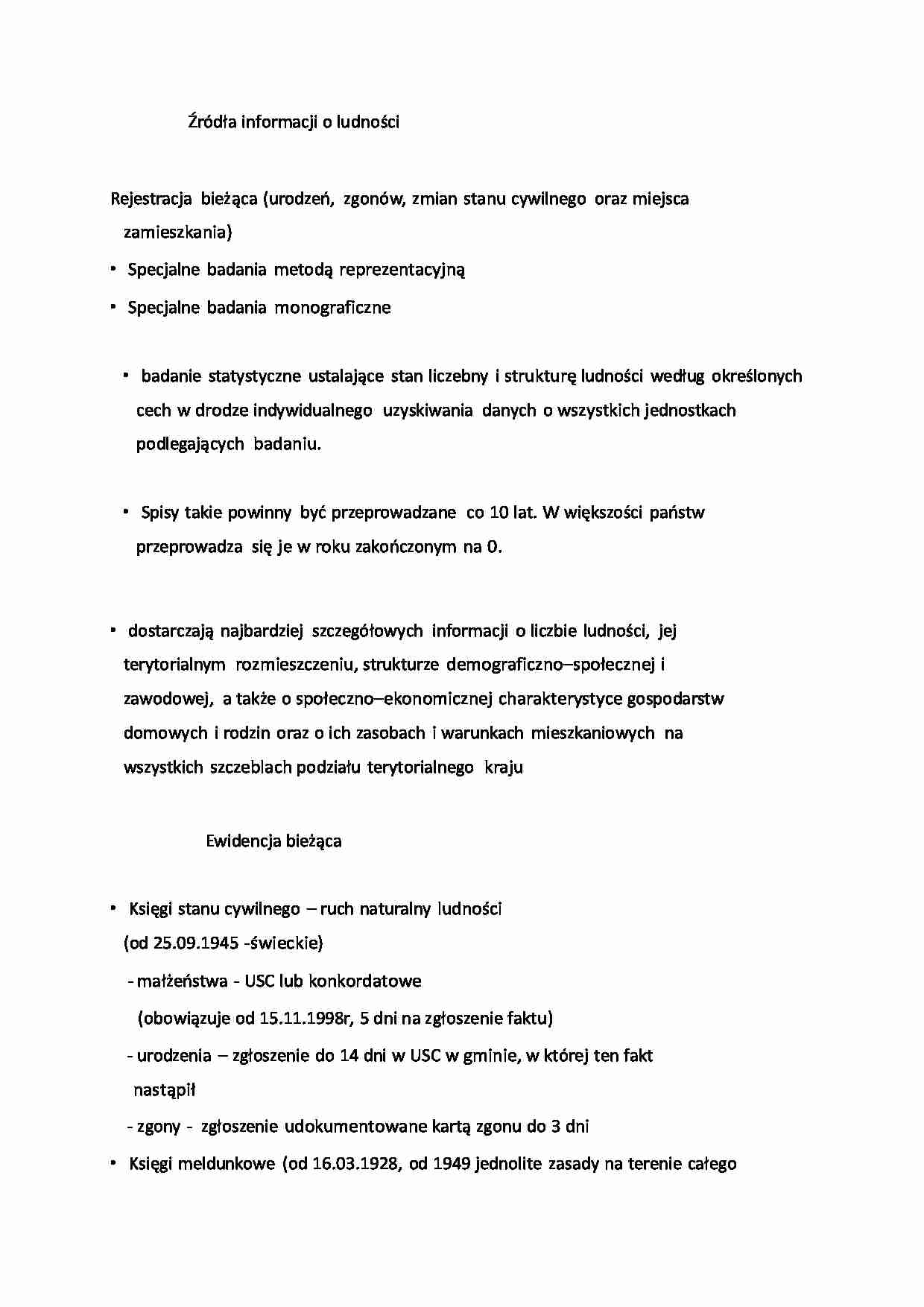 Źródła informacji o ludności - omówienie - strona 1