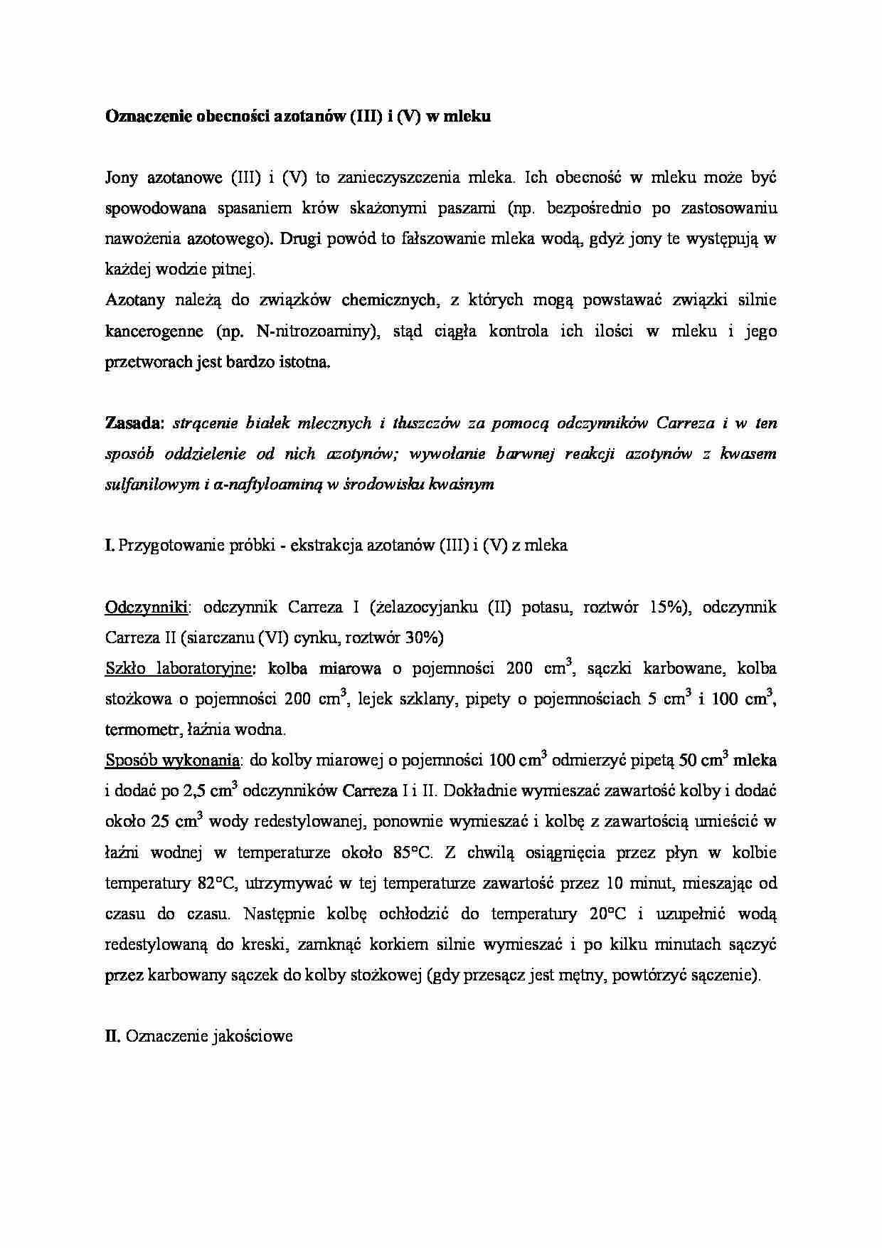 Oznaczenie obecności azotanów - omówienie - strona 1