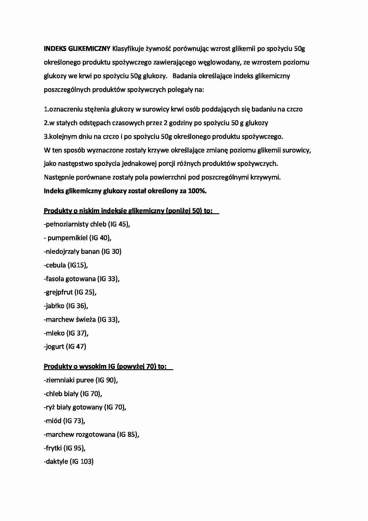 Indeks glikemiczny - omówienie - strona 1