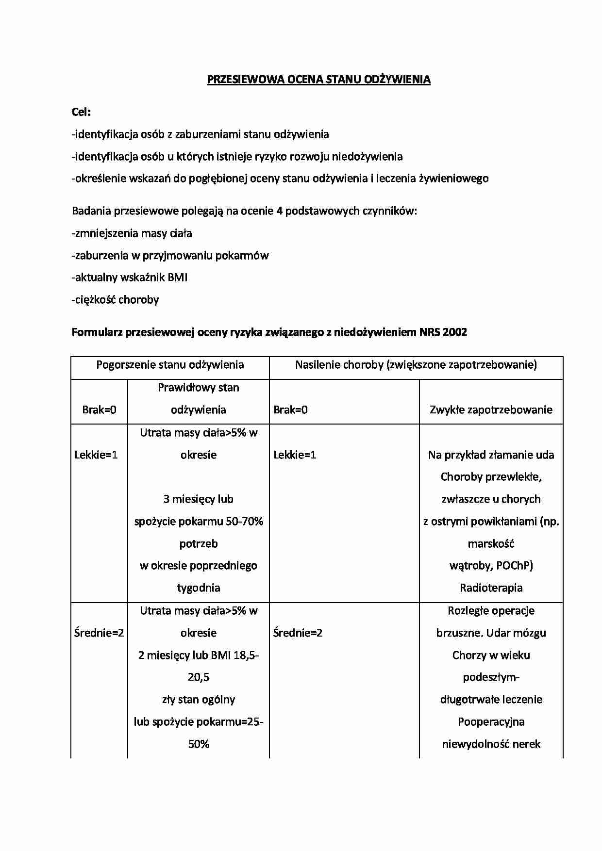 Przesiewowa ocena stanu odżywiania - omówienie - strona 1