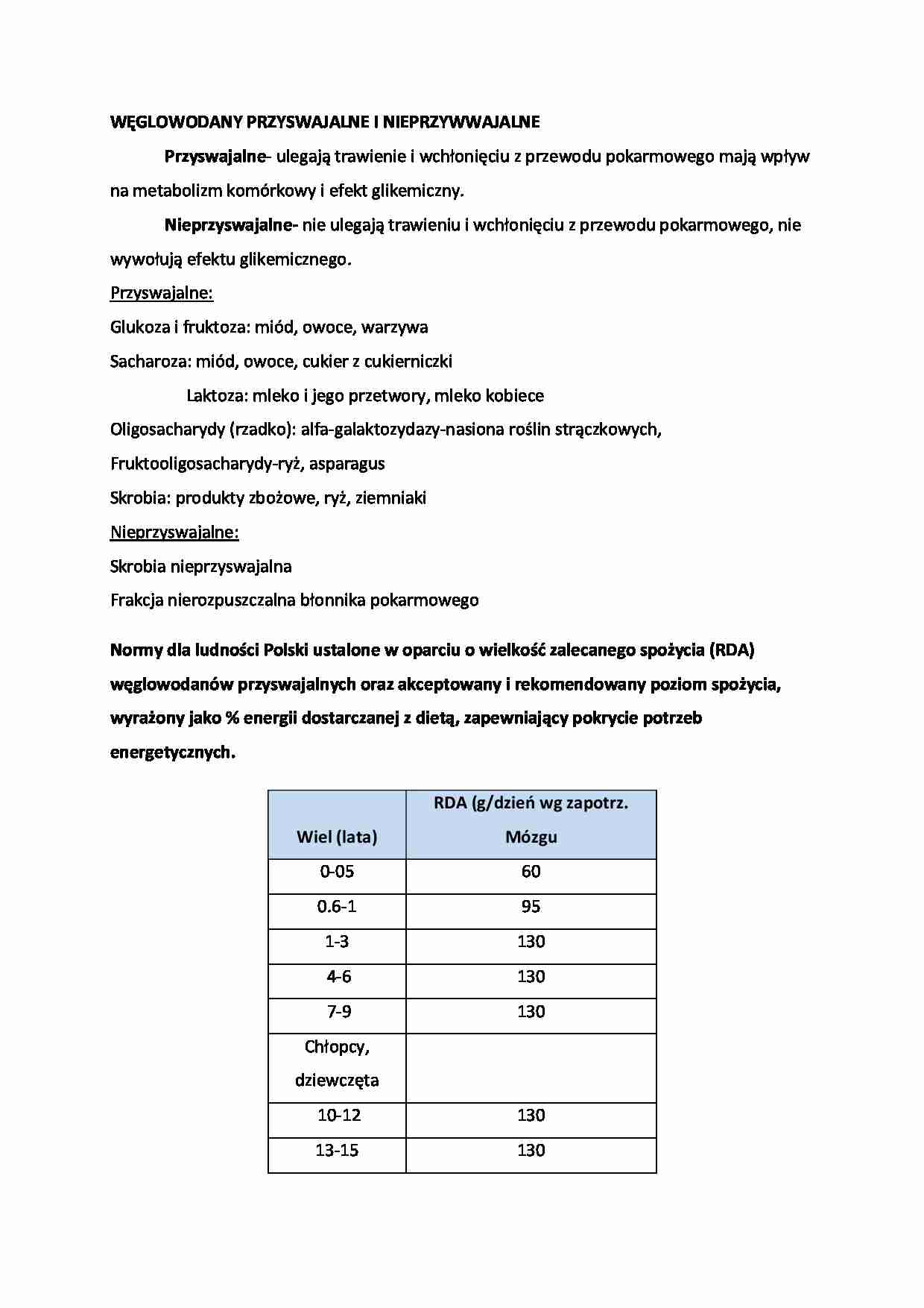 Węglowodany przyswajalne i nieprzyswajalne - omówienie - strona 1