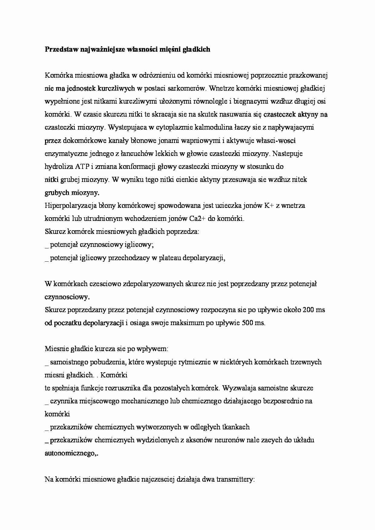 Przedstaw najważniejsze własności mięśni gładkich - omówienie - strona 1