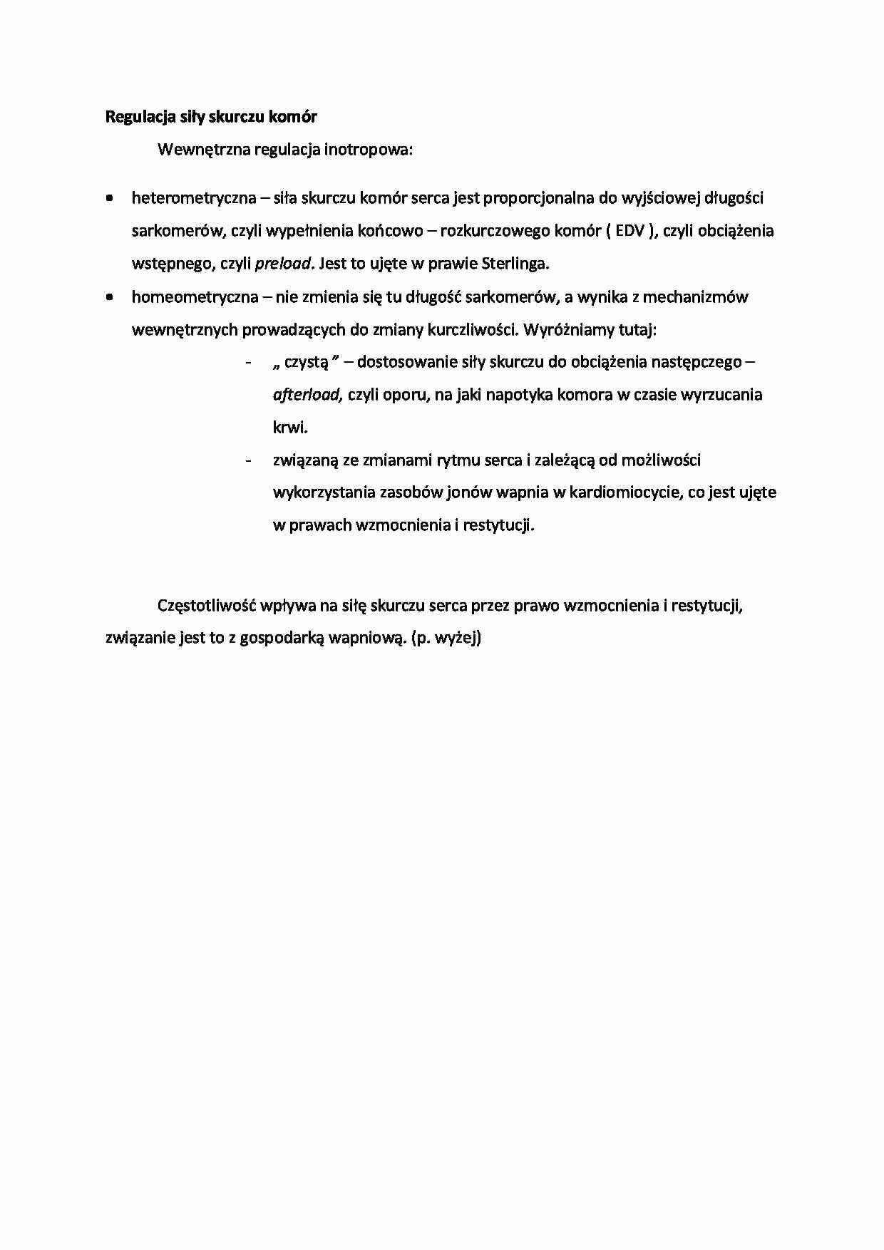 Regulacja siły skurczu komór - omówienie - strona 1