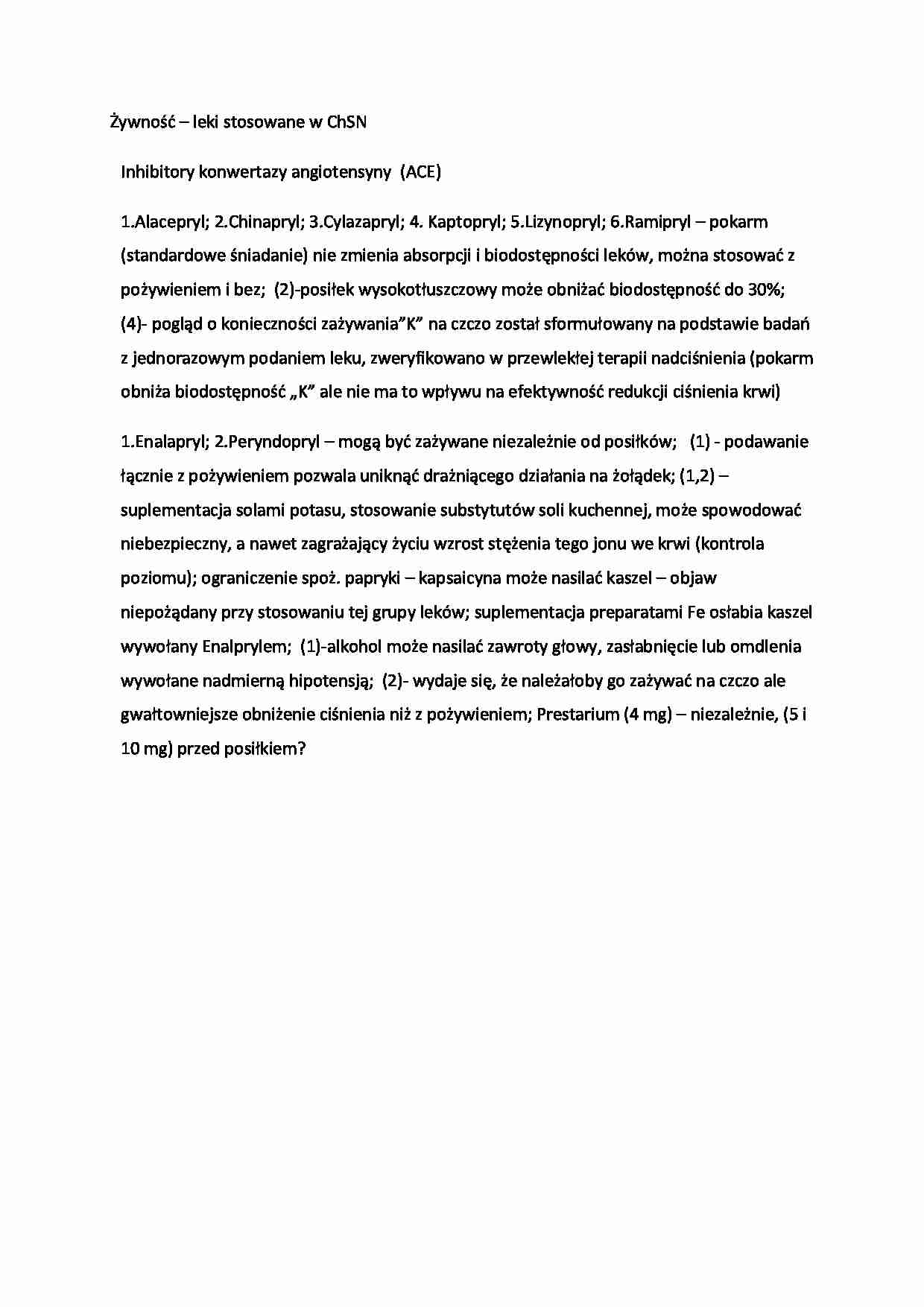 leki stosowane w ChSN - omówienie - strona 1