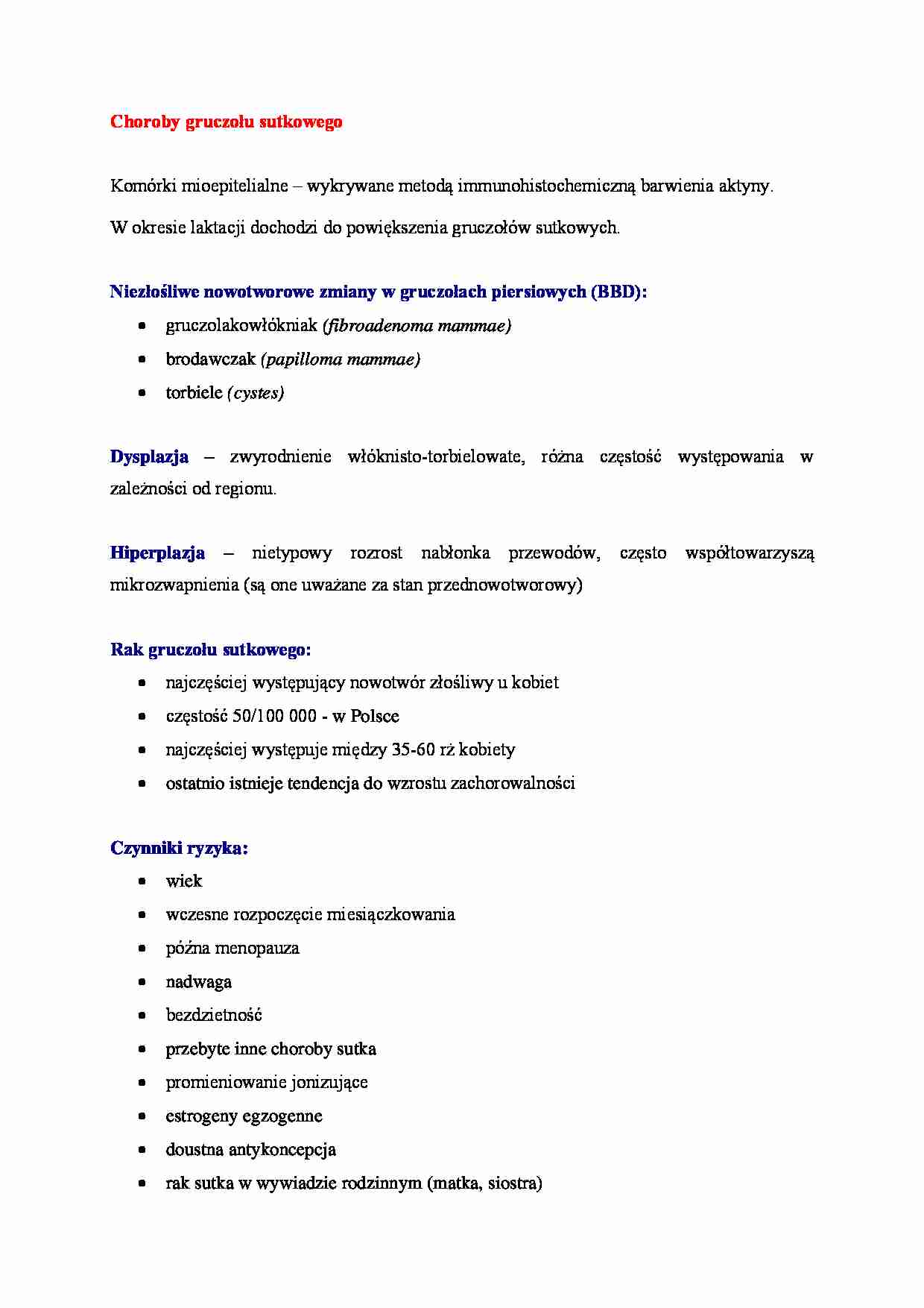 Choroby gruczołu sutkowego - omówienie - strona 1