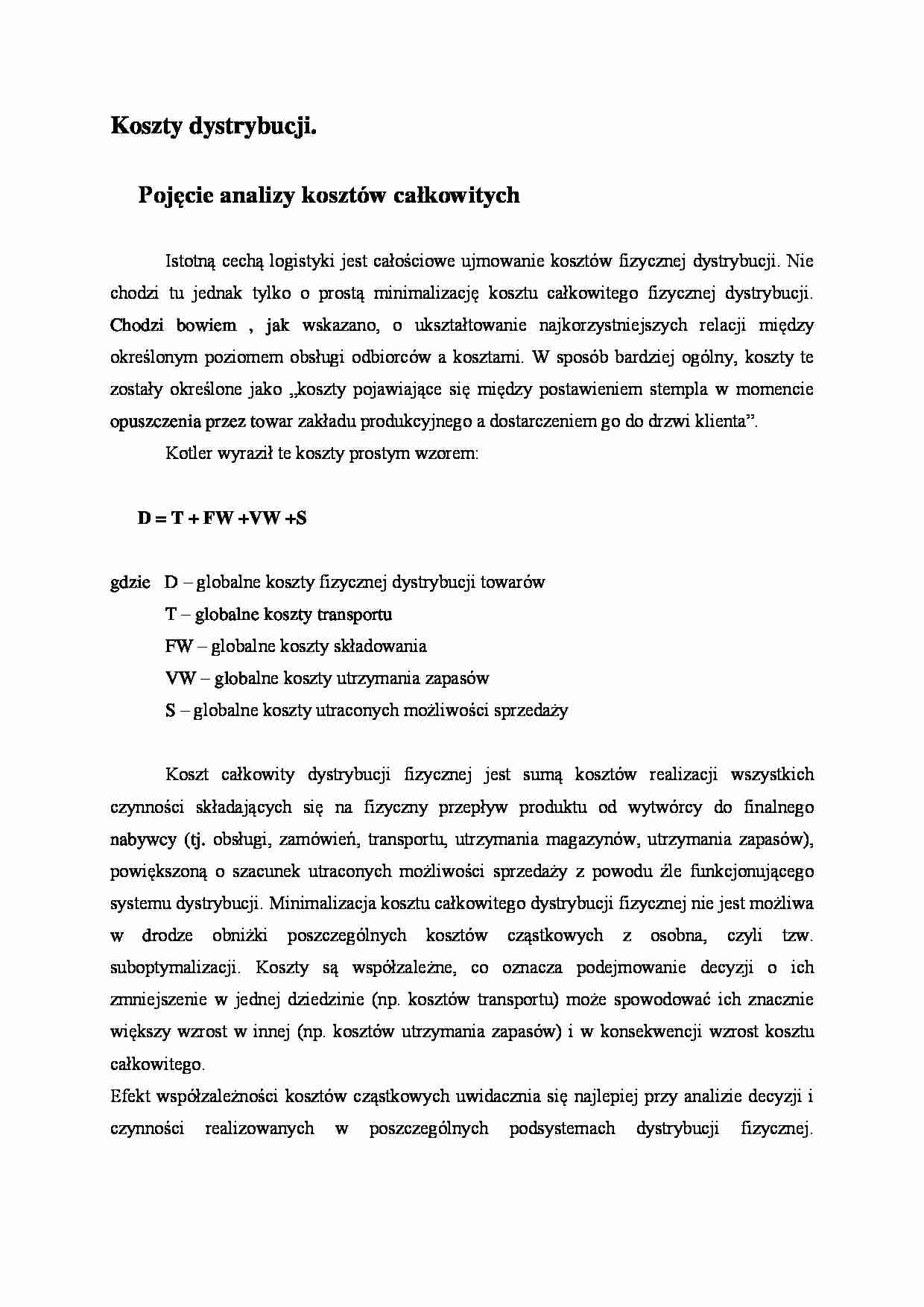 Koszty dystrybucji - omówienie - strona 1
