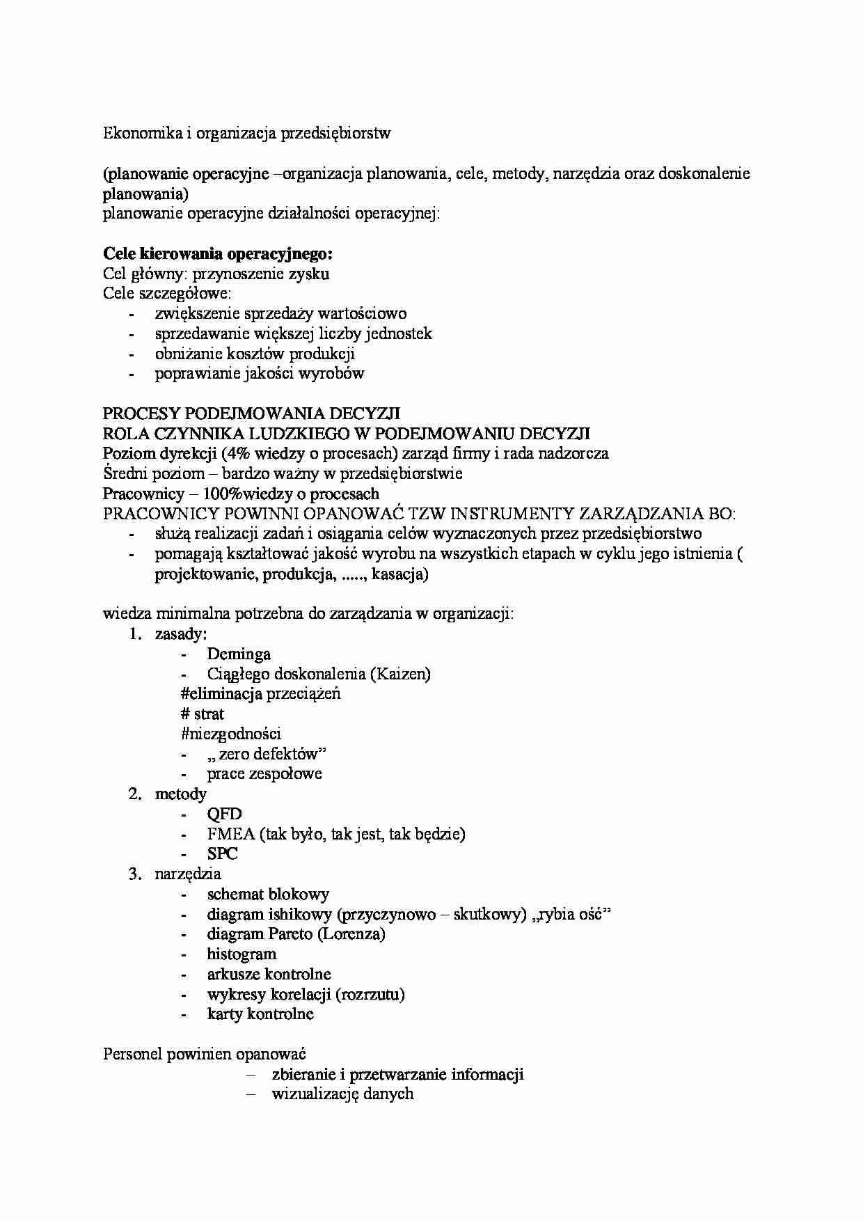 Ekonomika i organizacja przedsiębiorstw - omówienie - strona 1