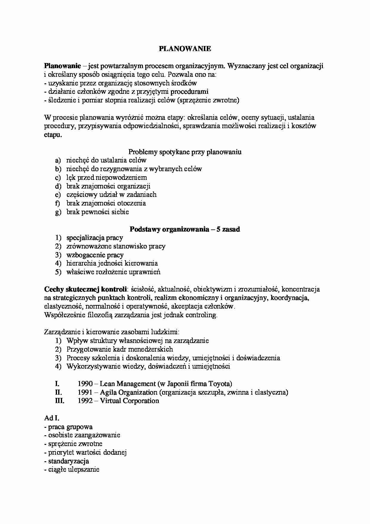 Planowanie, organizowanie - omówienie - strona 1