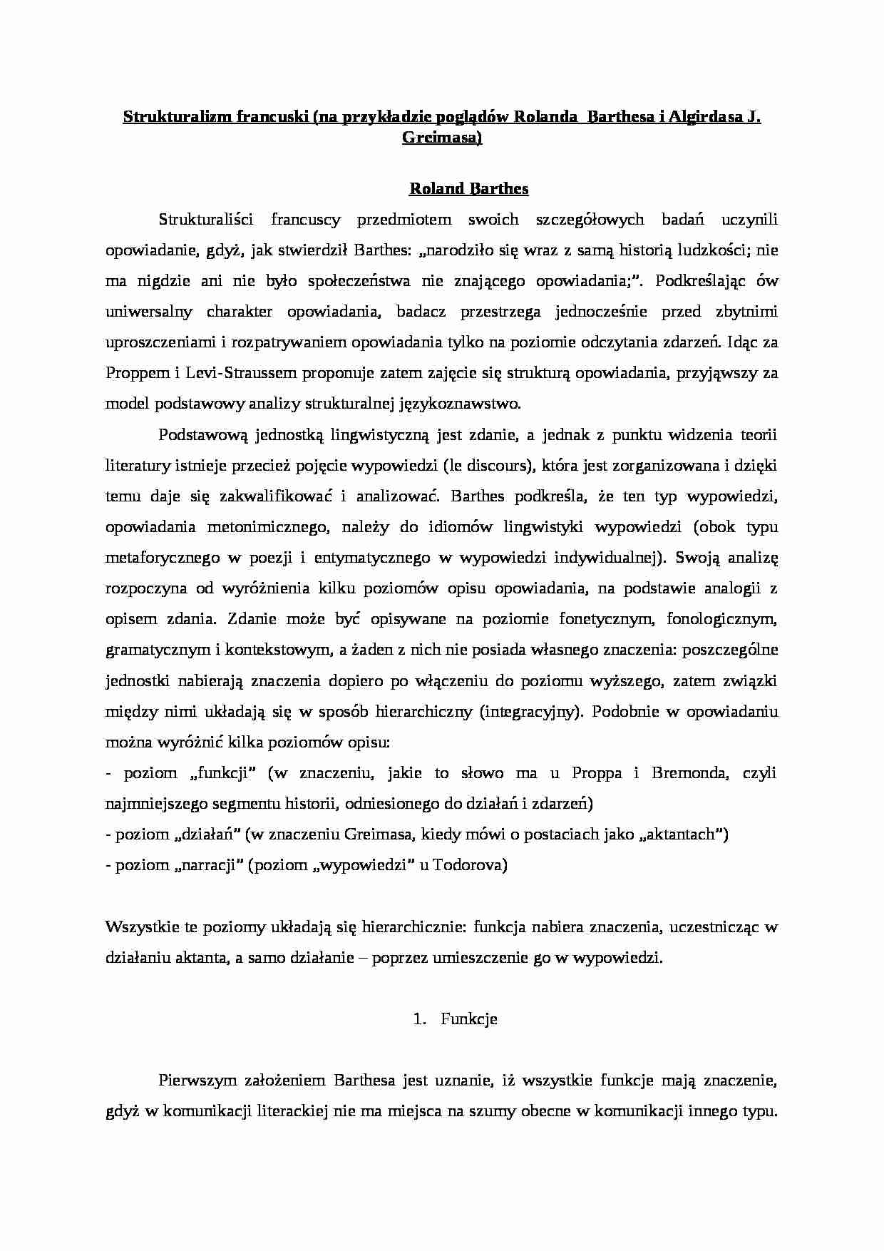 Strukturalizm francuski - wykład - strona 1