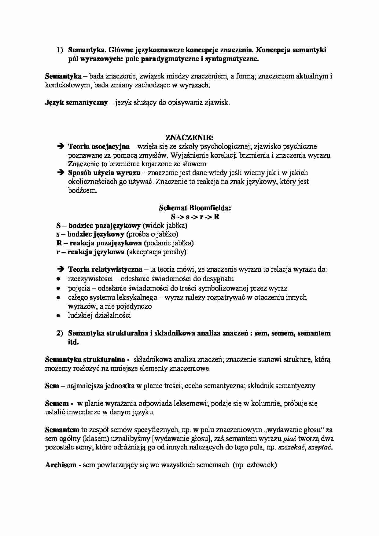 Semantyka i semantyka strukturalna - wykład - strona 1