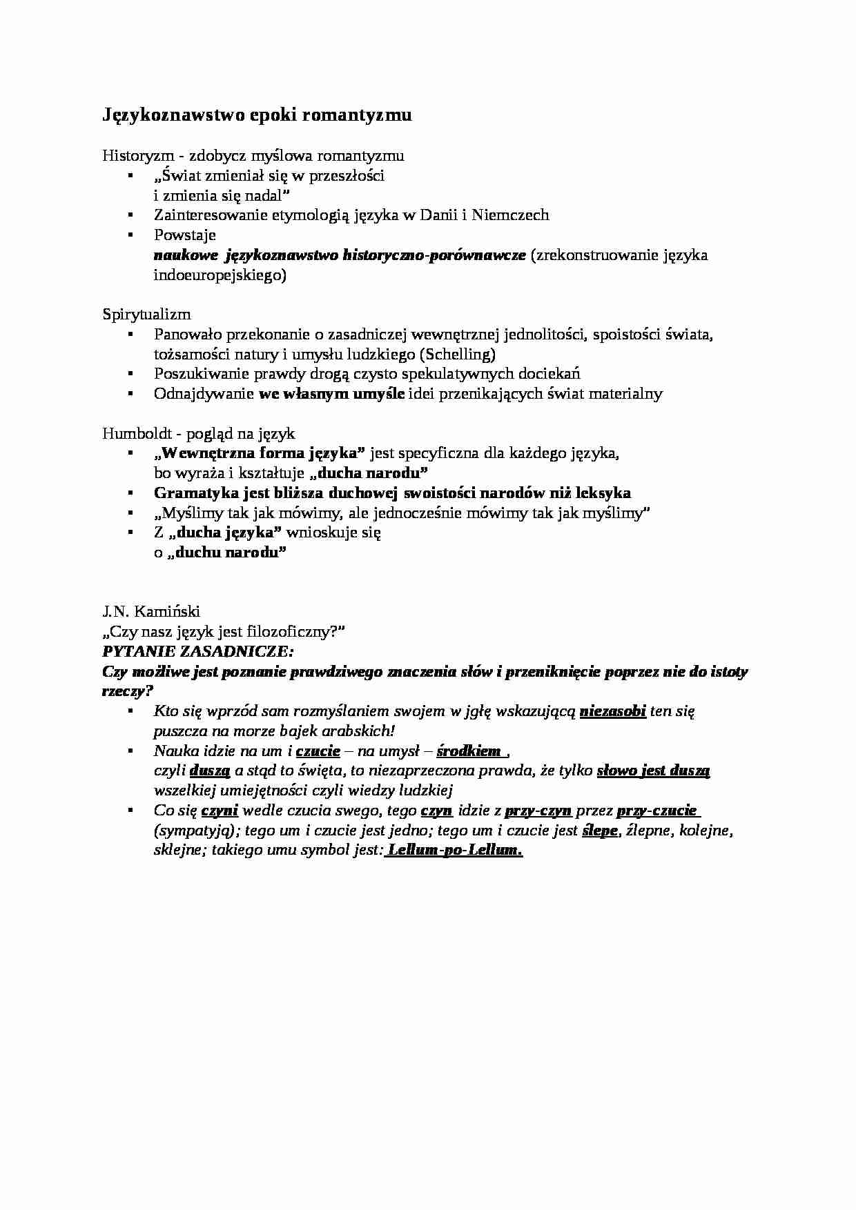 Językoznawstwo epoki romantyzmu - wykład - strona 1