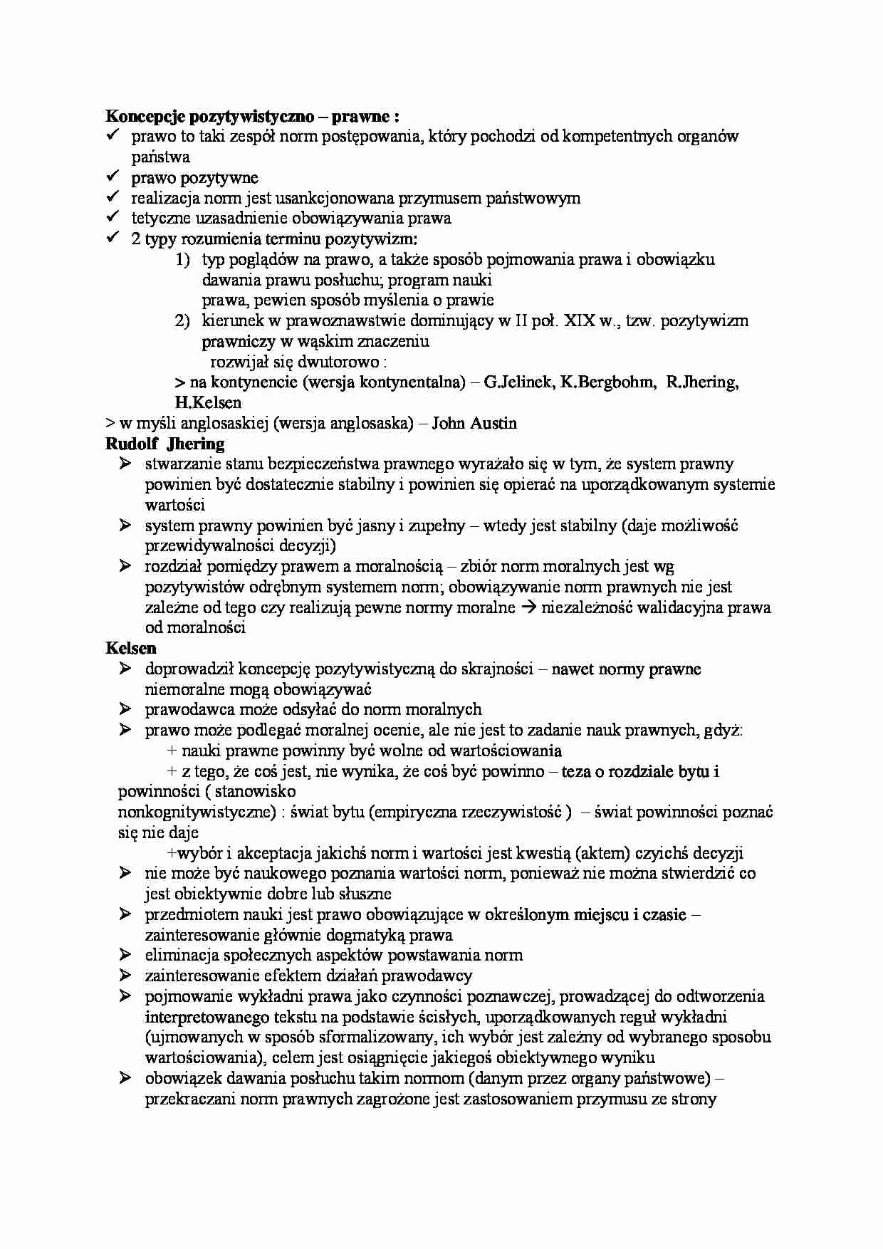 Koncepcje pozytywistyczno - prawne - wykład - strona 1