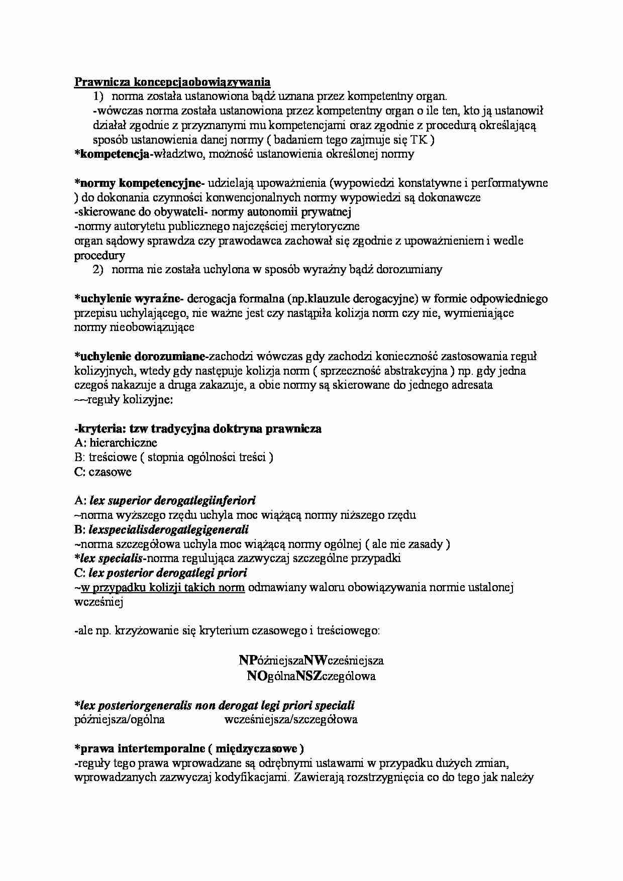 Prawnicza koncepcja obowiązywania - wykład - strona 1