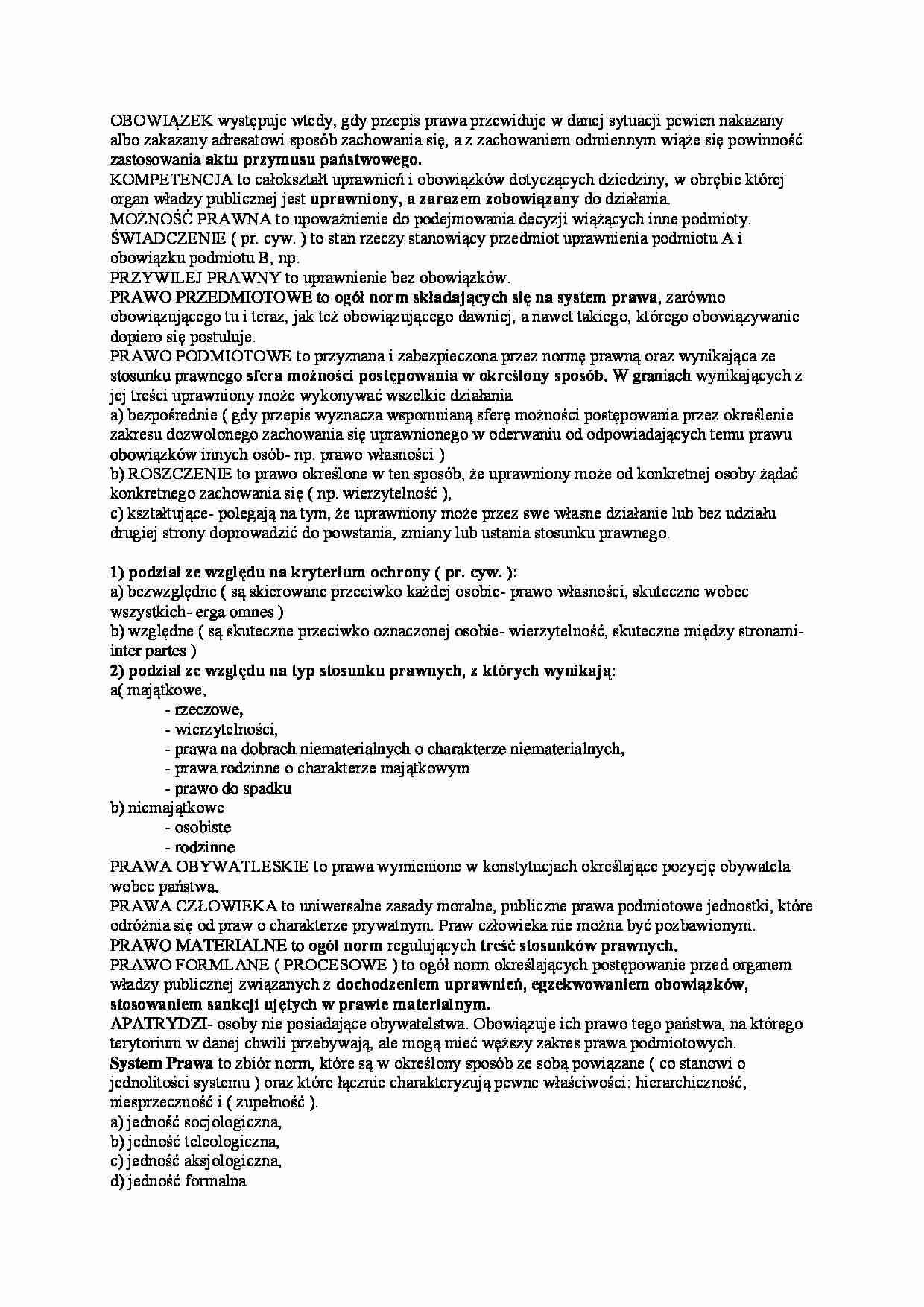 Prawo przedmiotowe, podmiotowe, prawa cywilne - wykład - strona 1